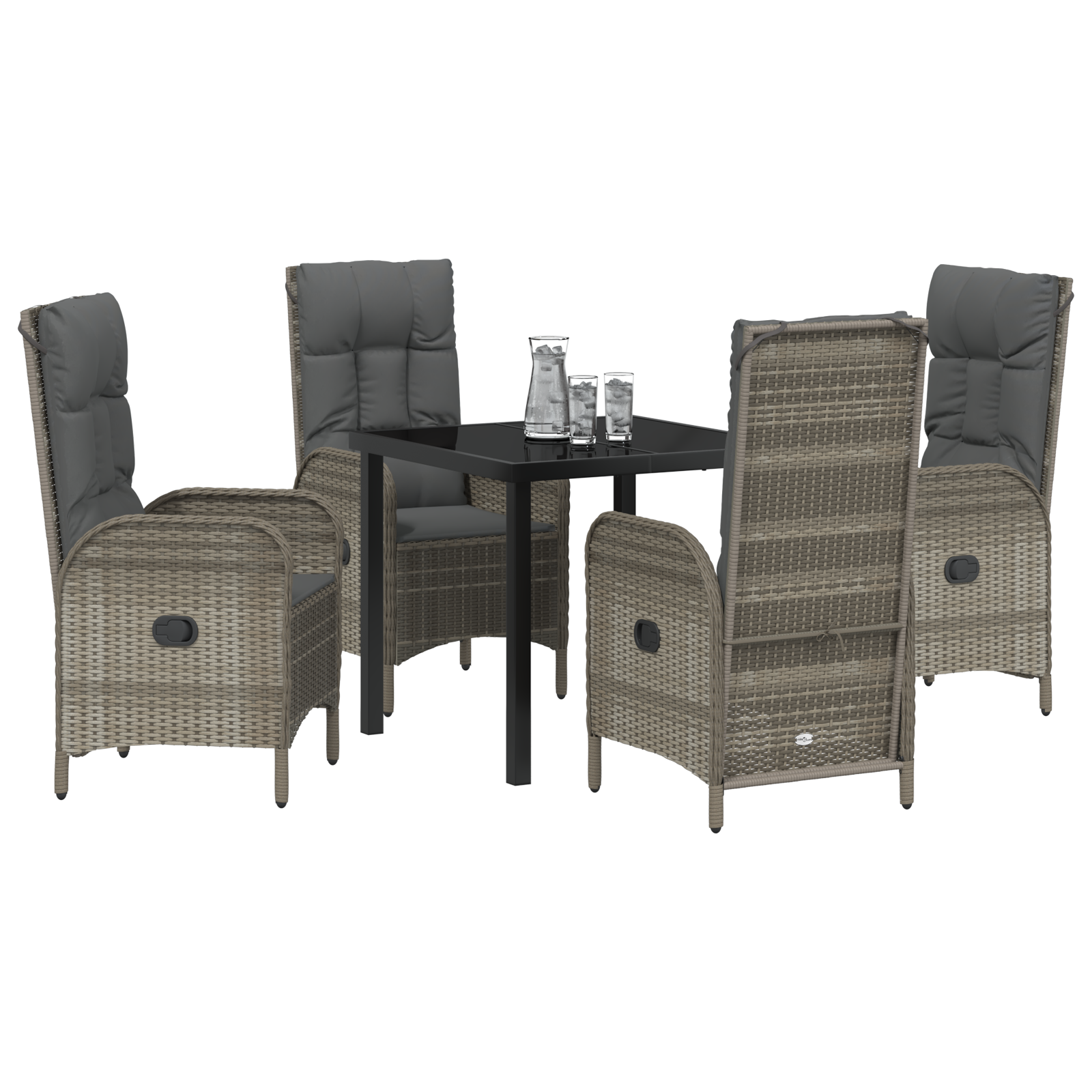 Thumbnail - vidaXL 5-teiliges Garten-Esszimmer Set aus grauem Polyrattan