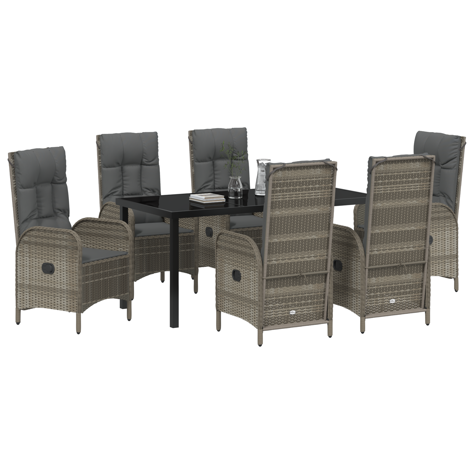 Комплект от 7 части за градина в сив полиратан - Image 3