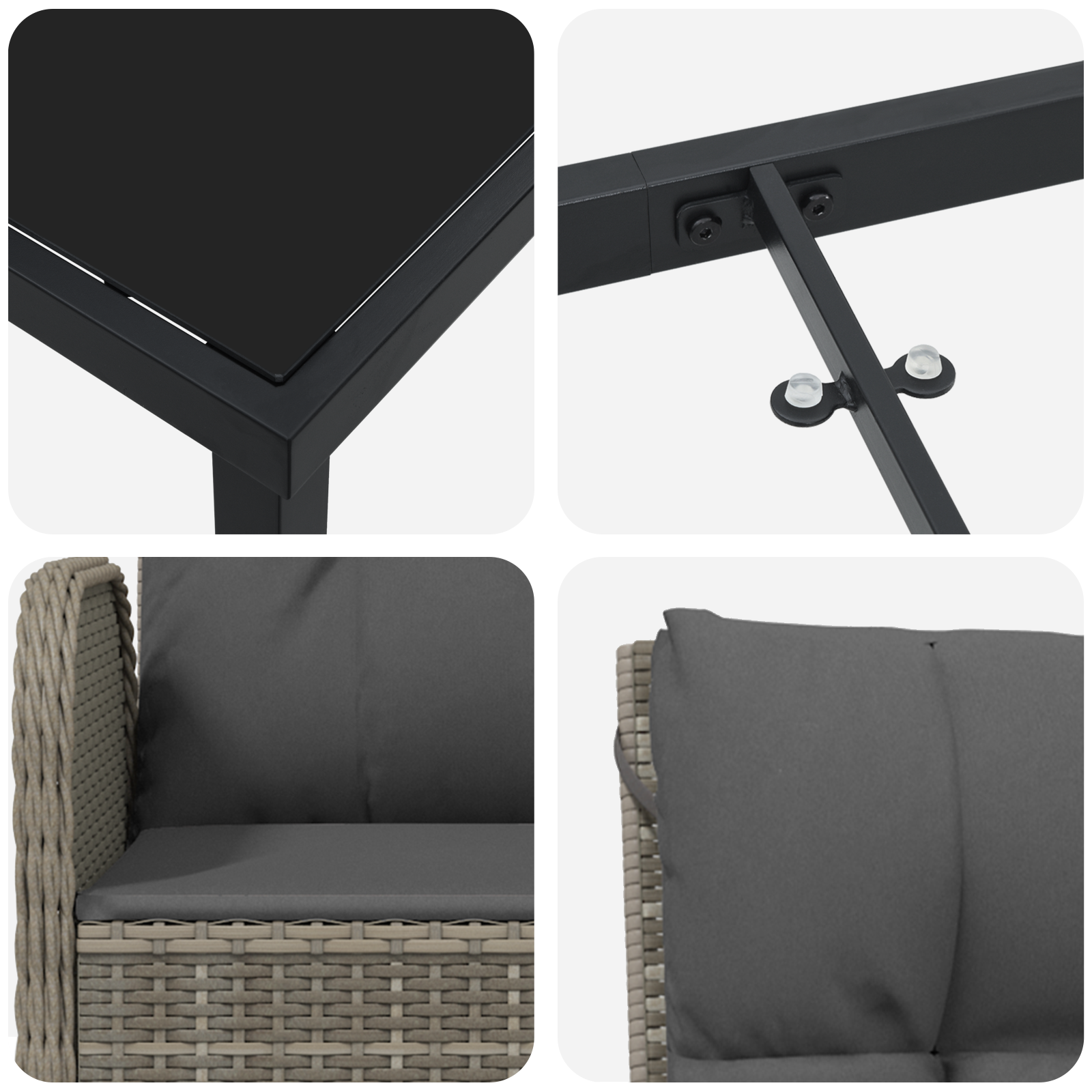 9 частен комплект за хранене в градината сив полиратан - Image 9