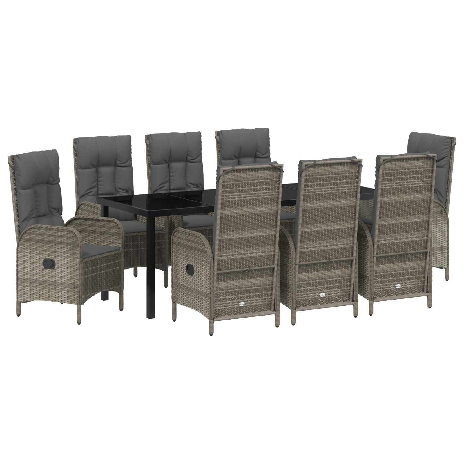 9 частен комплект за хранене в градината сив полиратан - Image 2