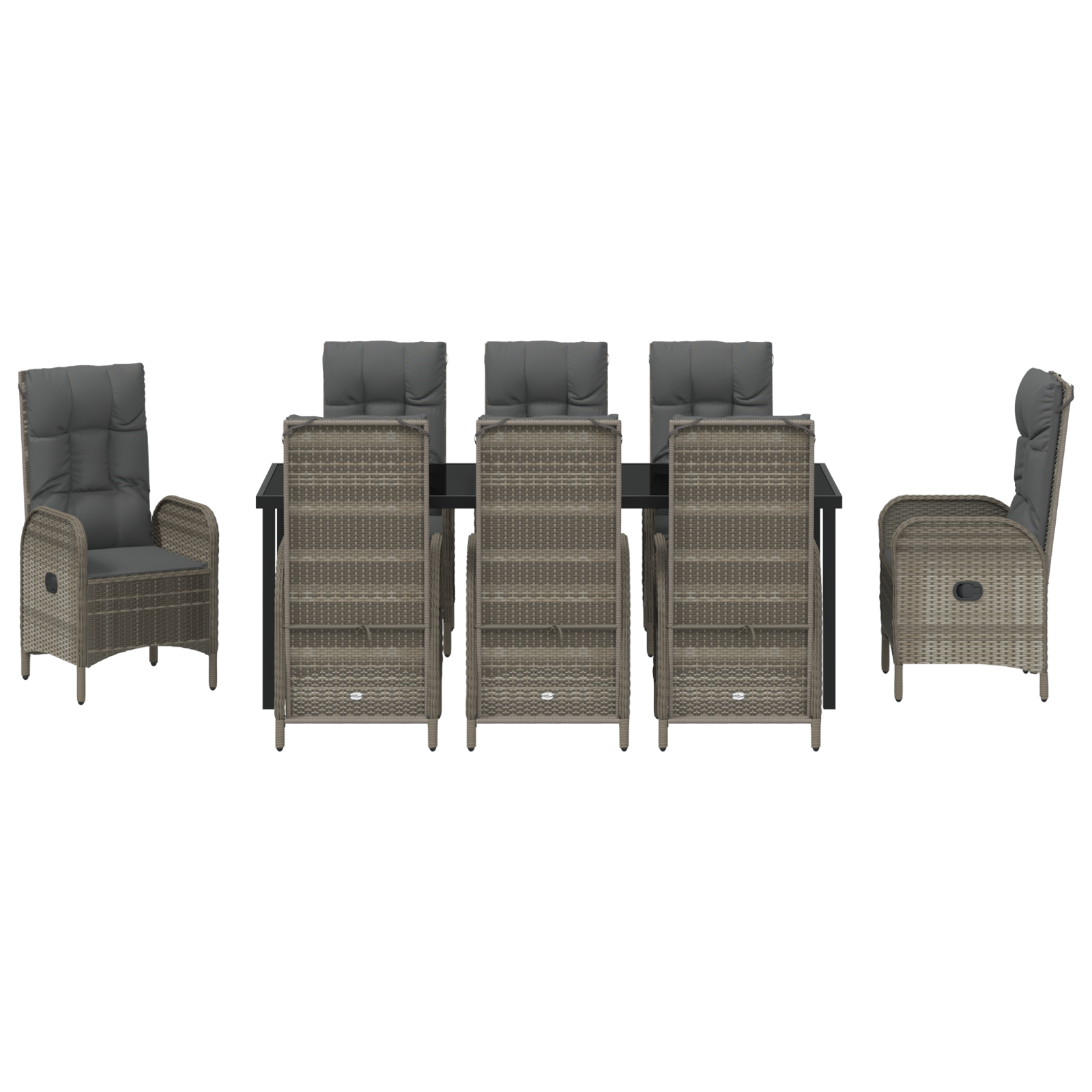 9 частен комплект за хранене в градината сив полиратан - Image 7