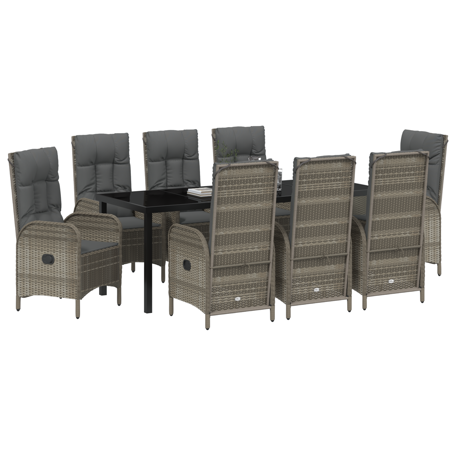 9 частен комплект за хранене в градината сив полиратан - Image 3