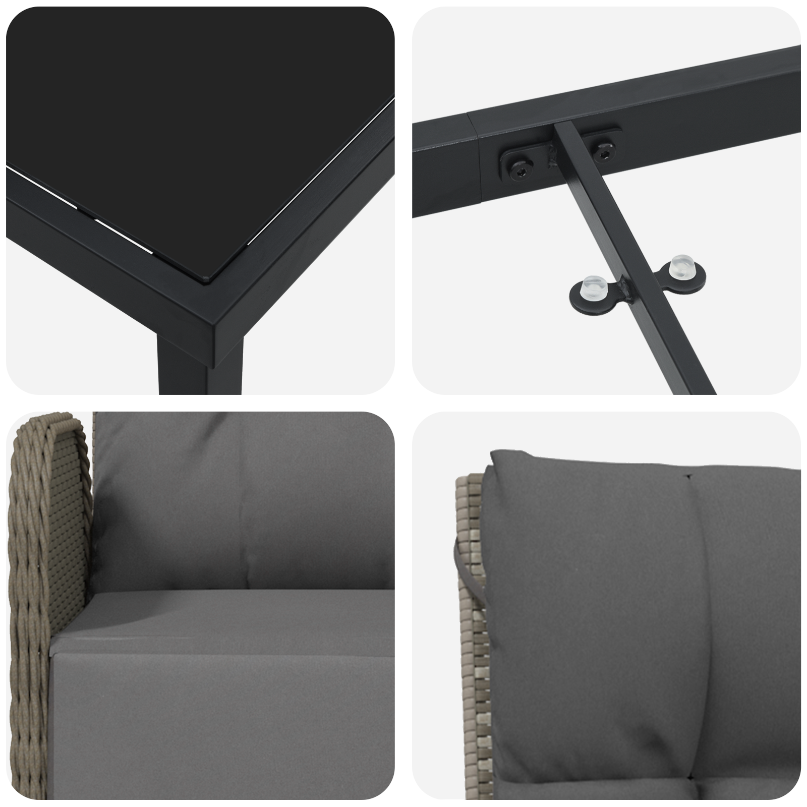 5 Частен комплект за хранене в градината с възглавници Сив полиратан - Image 9