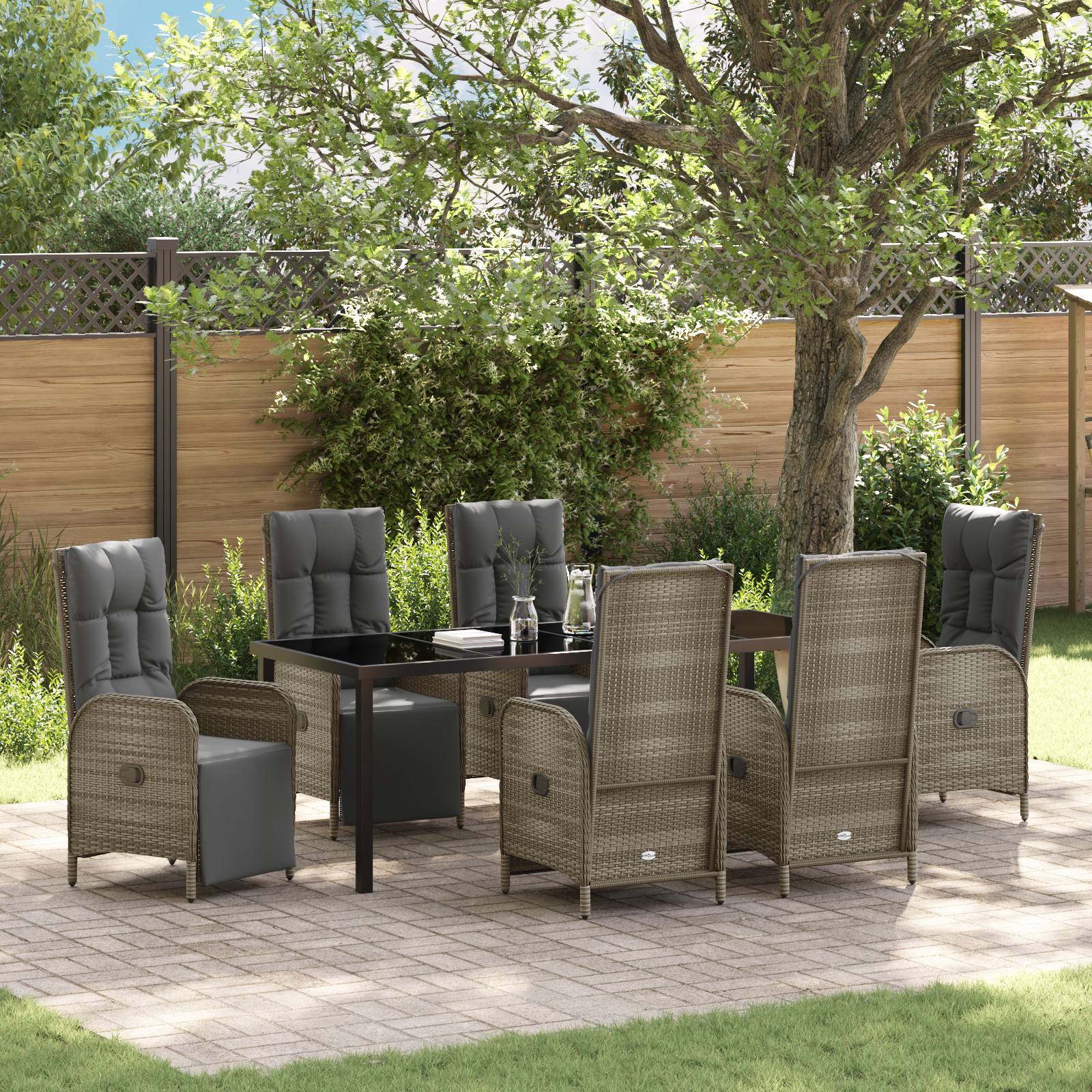 7 Часов комплект за хранене с възглавници сив Полипропилен