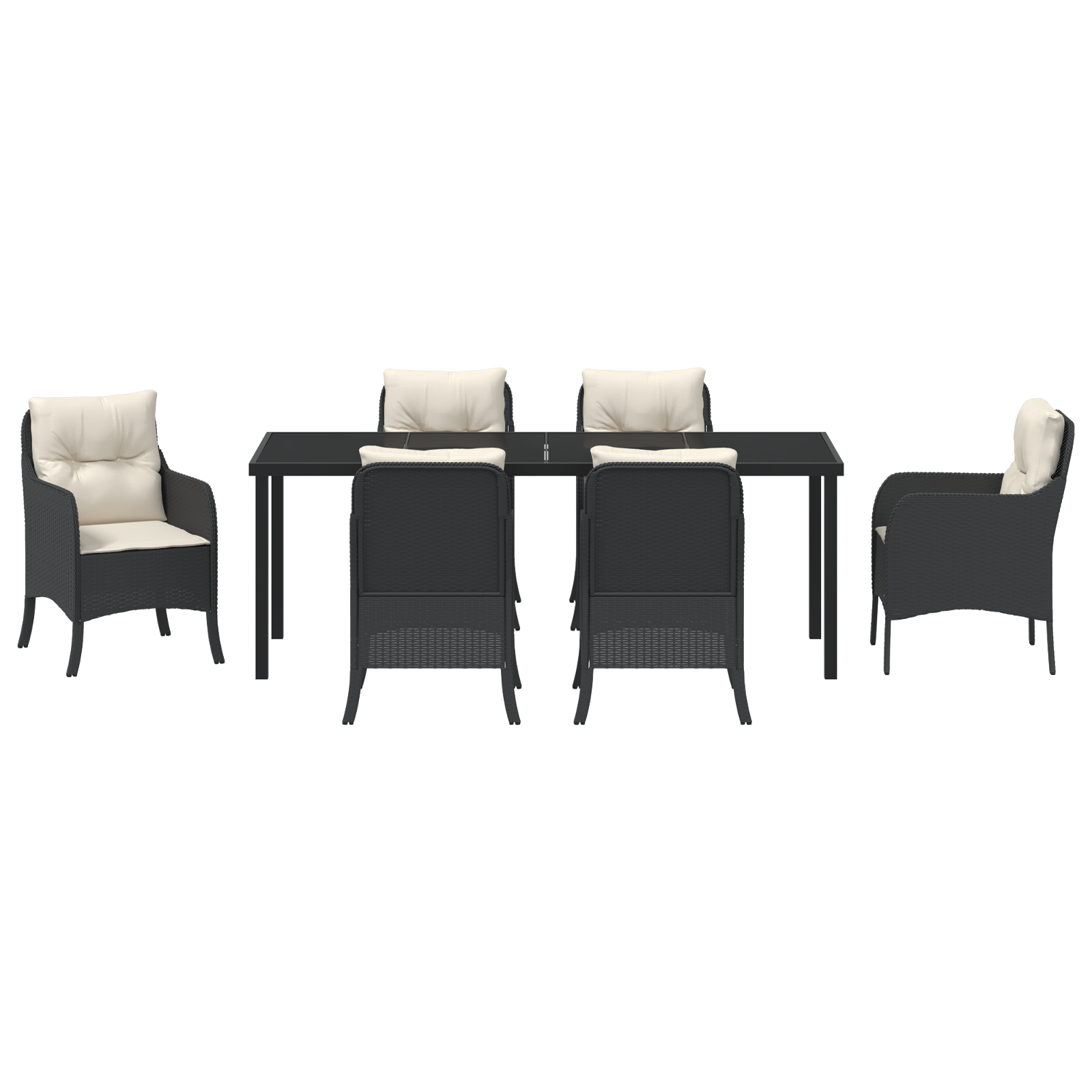 Комплект градинска маса и столове с възглавници Черен поли ратан - Image 7