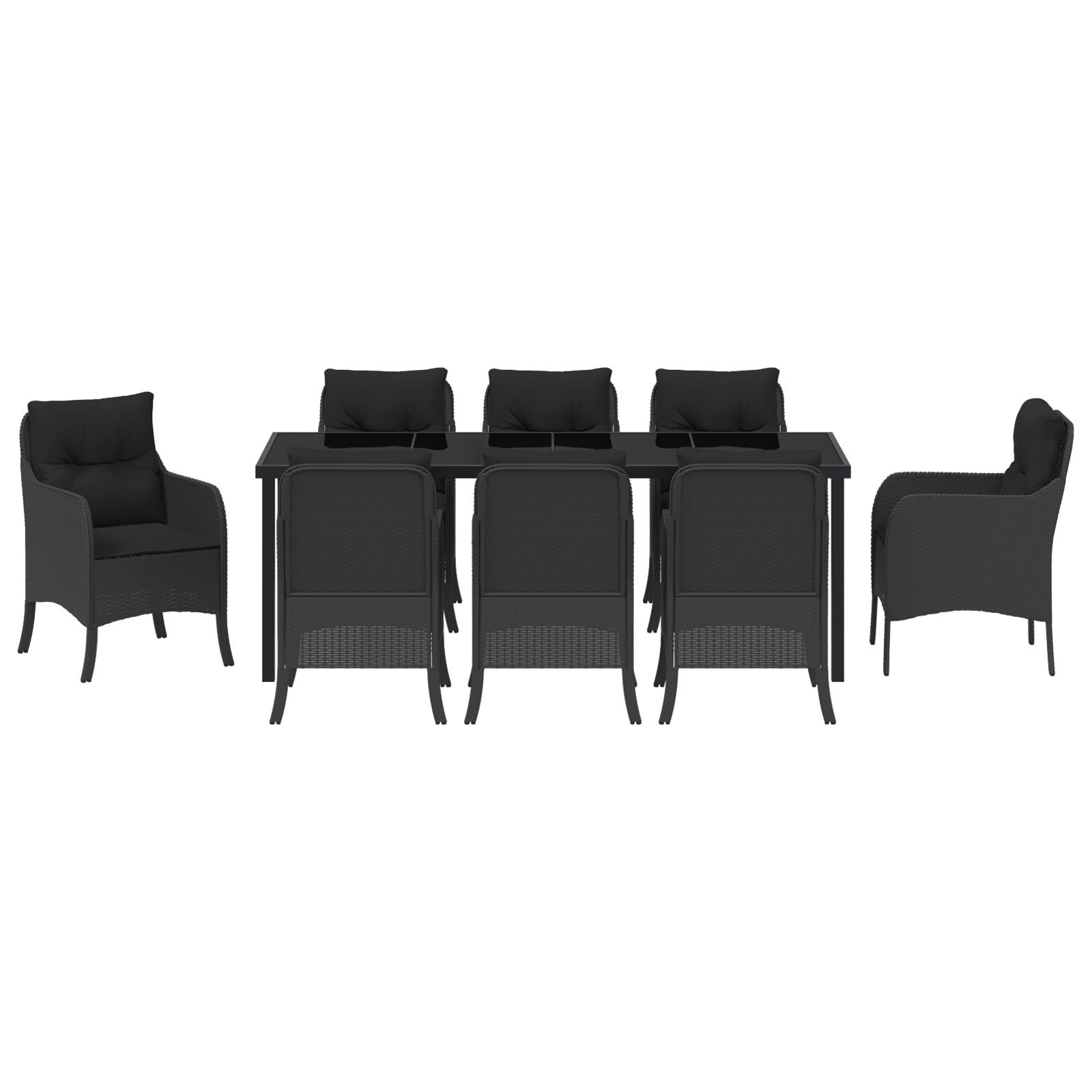 Комплект градински мебели от 9 части с възглавници Черен полиратан - Image 7