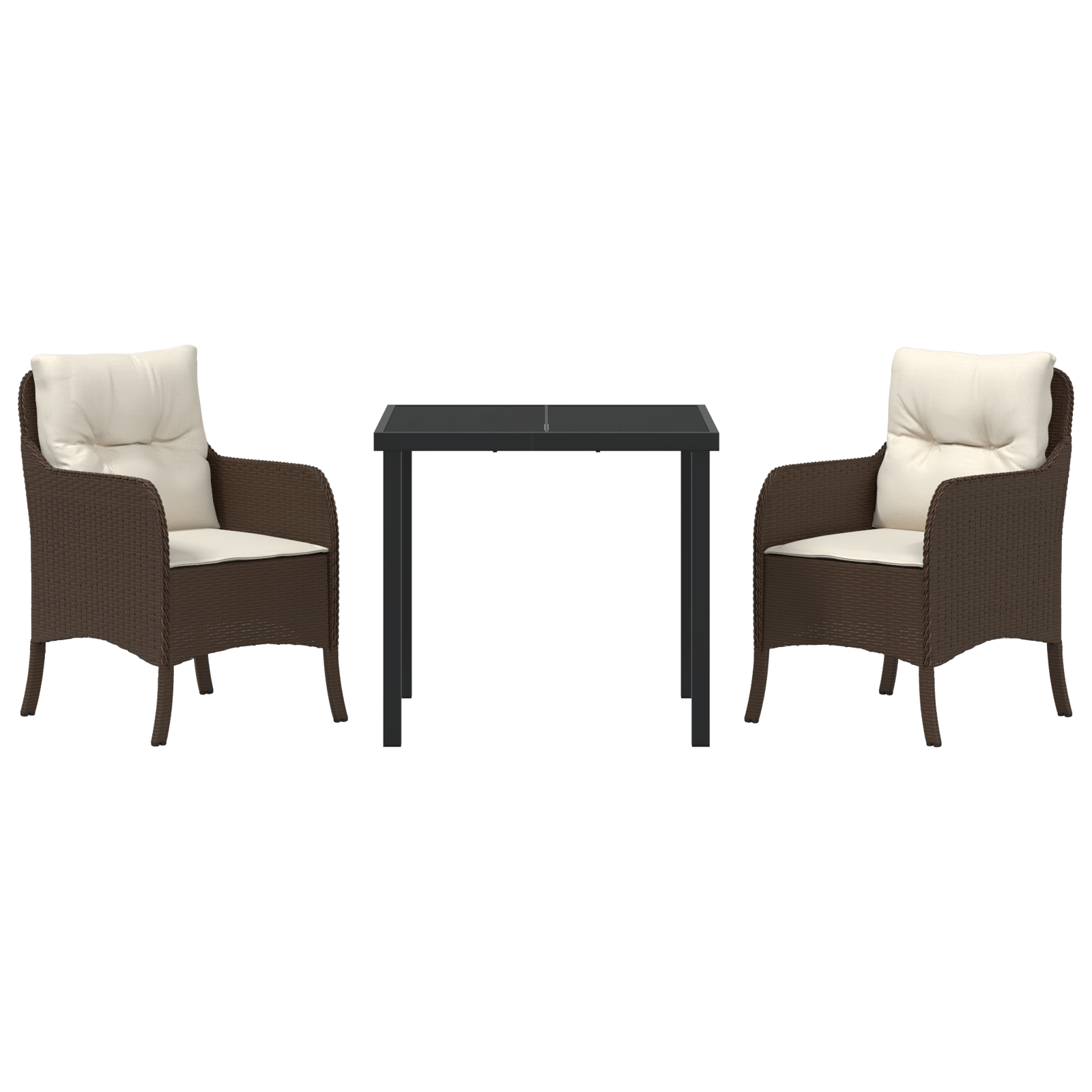 комплект градинска трапезария с възглавници кафяв полиратан - Image 7