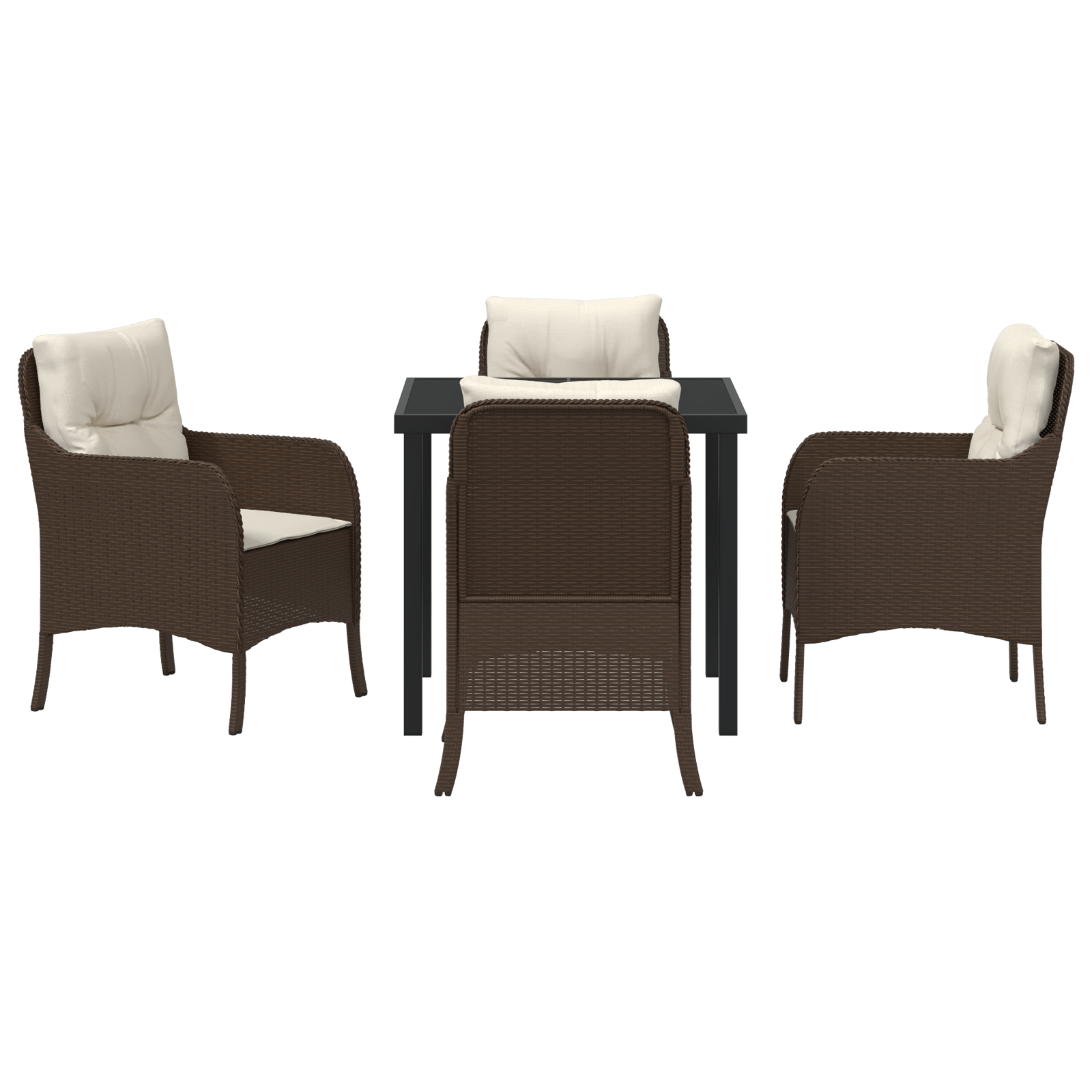 Комплект градински мебели от 5 части с възглавници, кафяв полиратан - Image 7