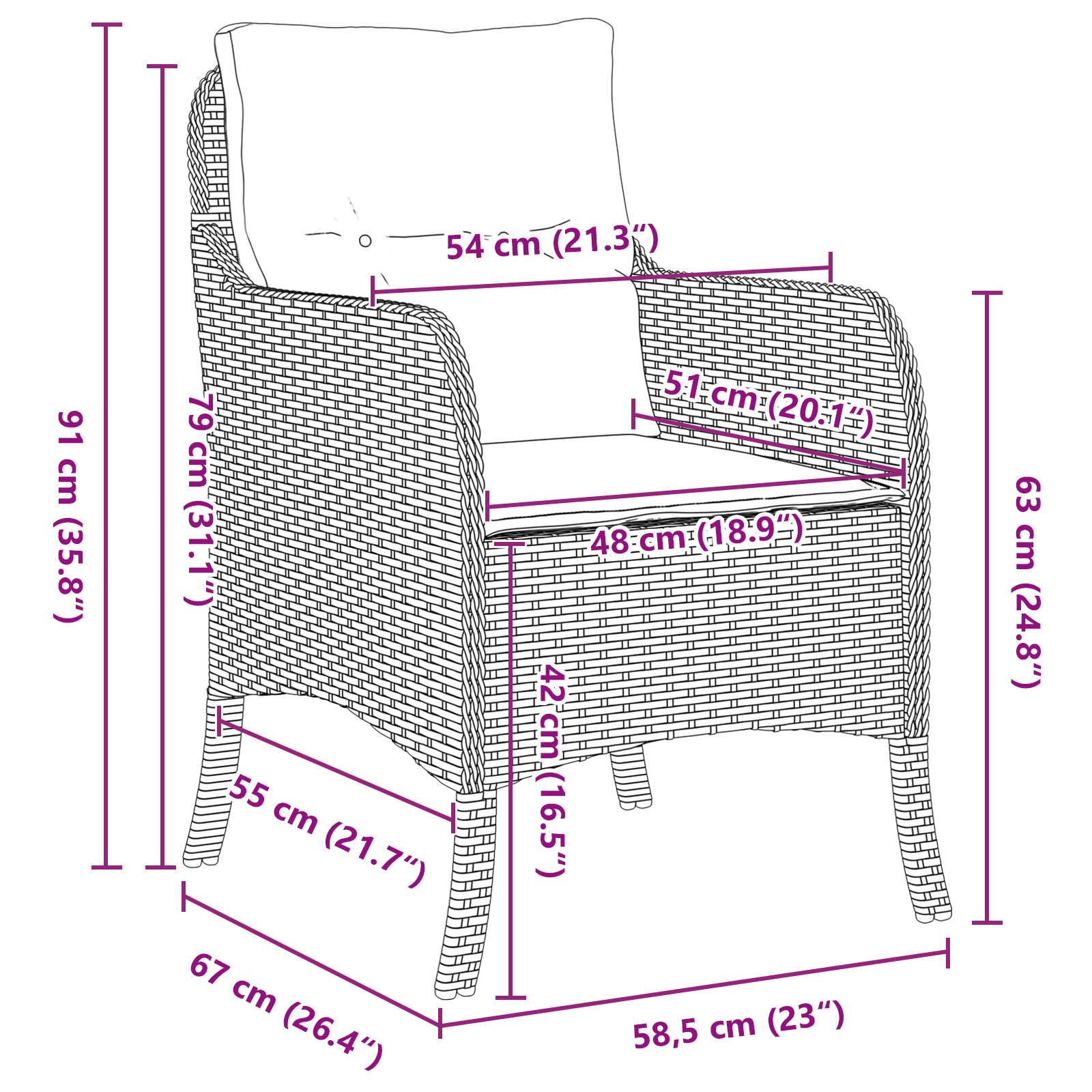 Комплект градински маси с възглавници, кафяв полиратастов - Image 10