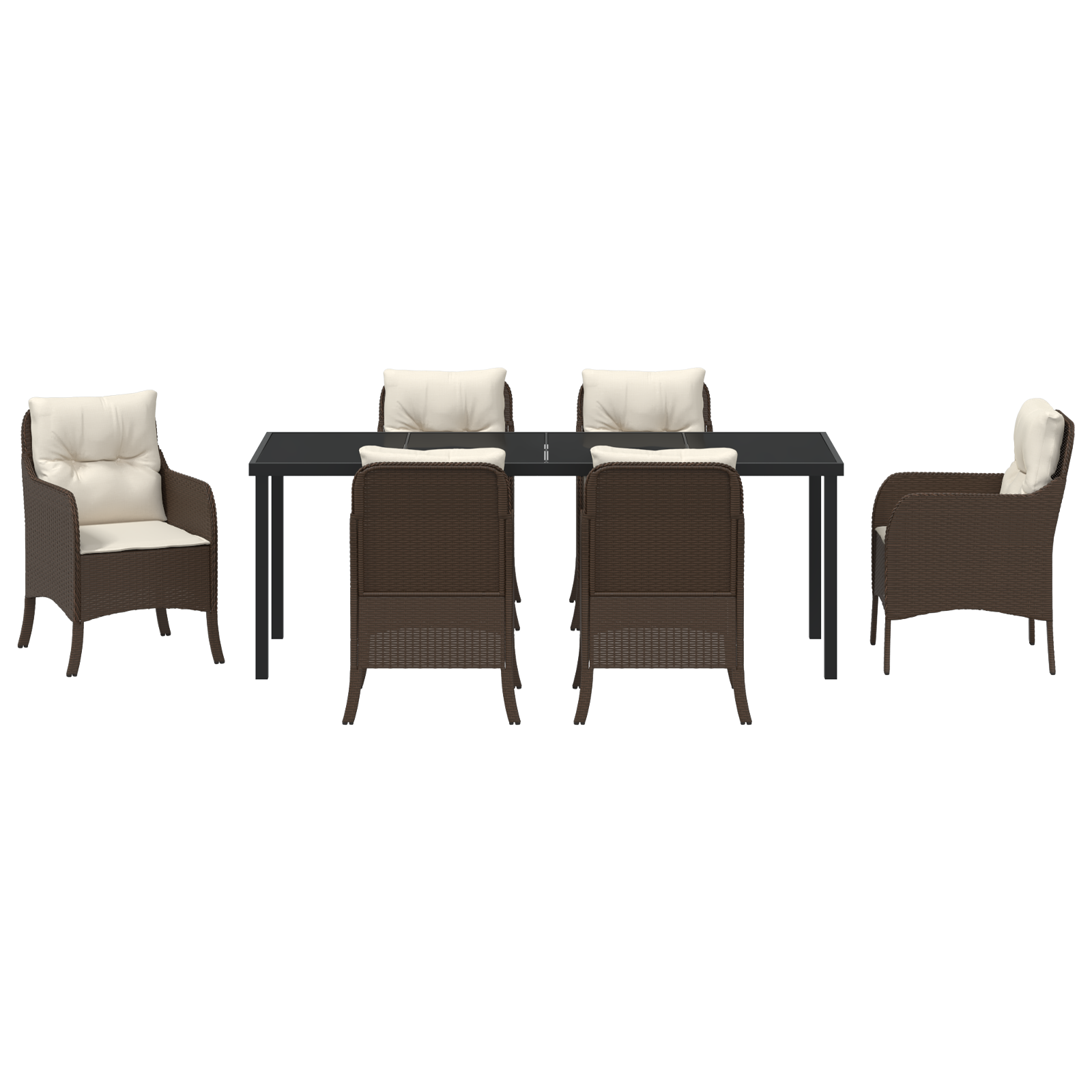 Комплект за градинско хранене 7 части с възглавници Кафяв полиратан - Image 7