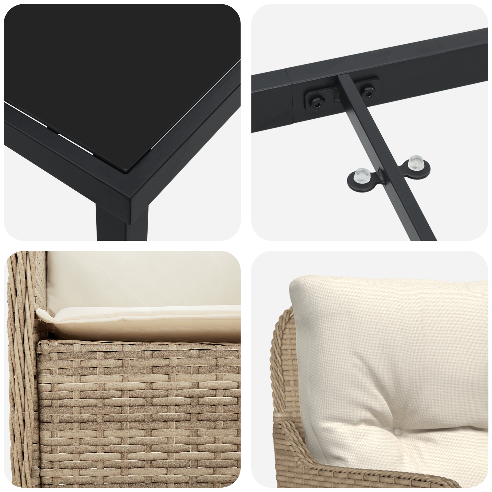 7 частен комплект градински столове с възглавници бежов полиратан - Image 9