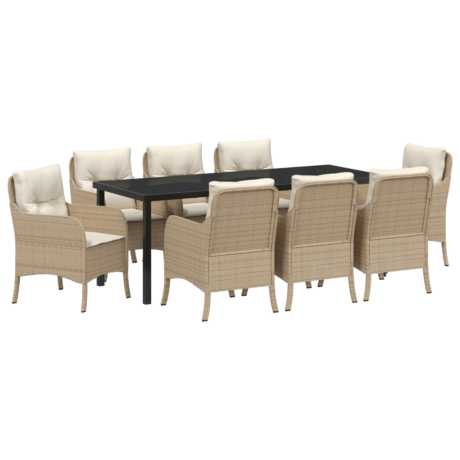 Thumbnail - vidaXL 9-teiliges Garten-Esszimmer-Set mit Kissen Beige Poly-Rattan