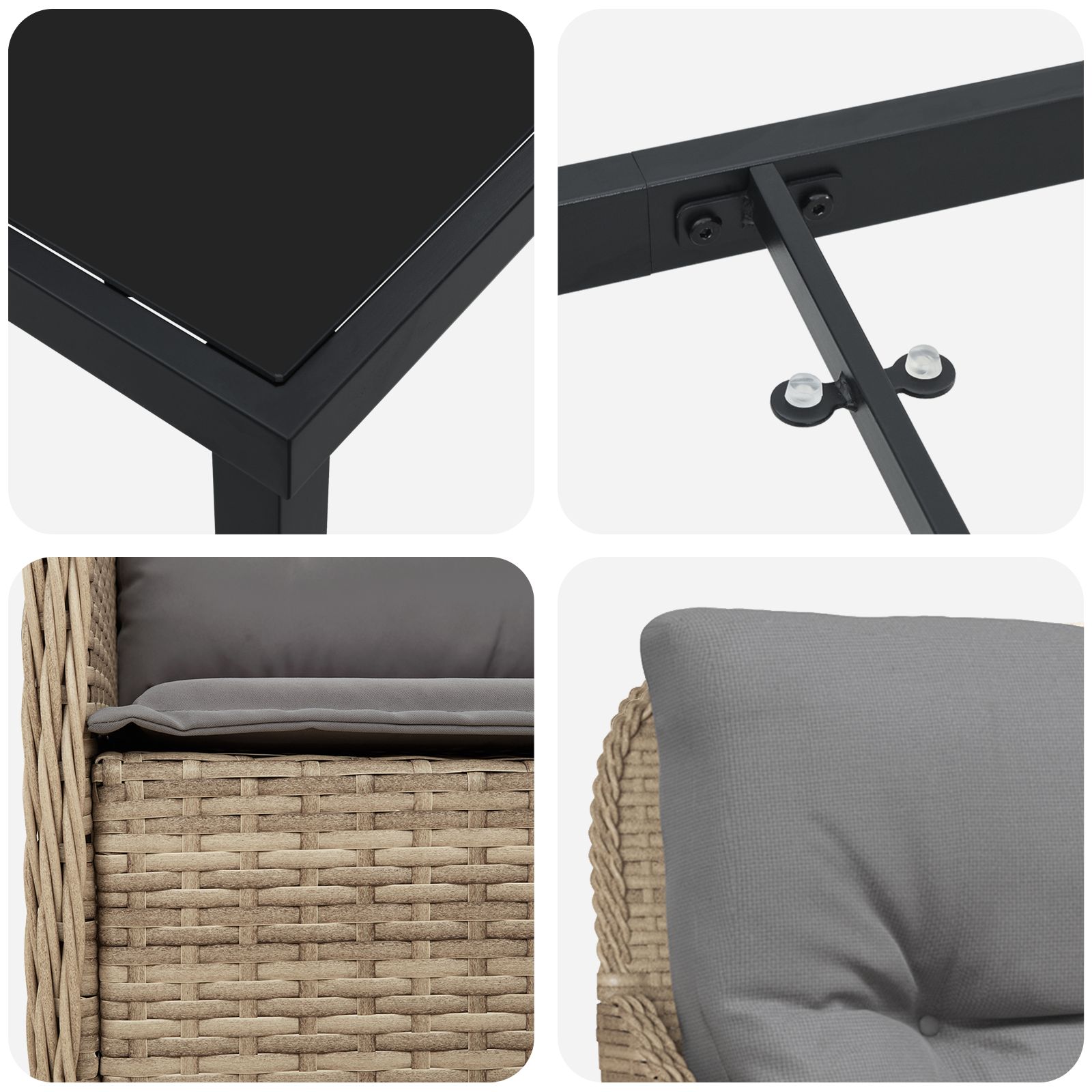 7 Часов Комплект за Хранене с Възглавници Бежов Поли Ратан - Image 9