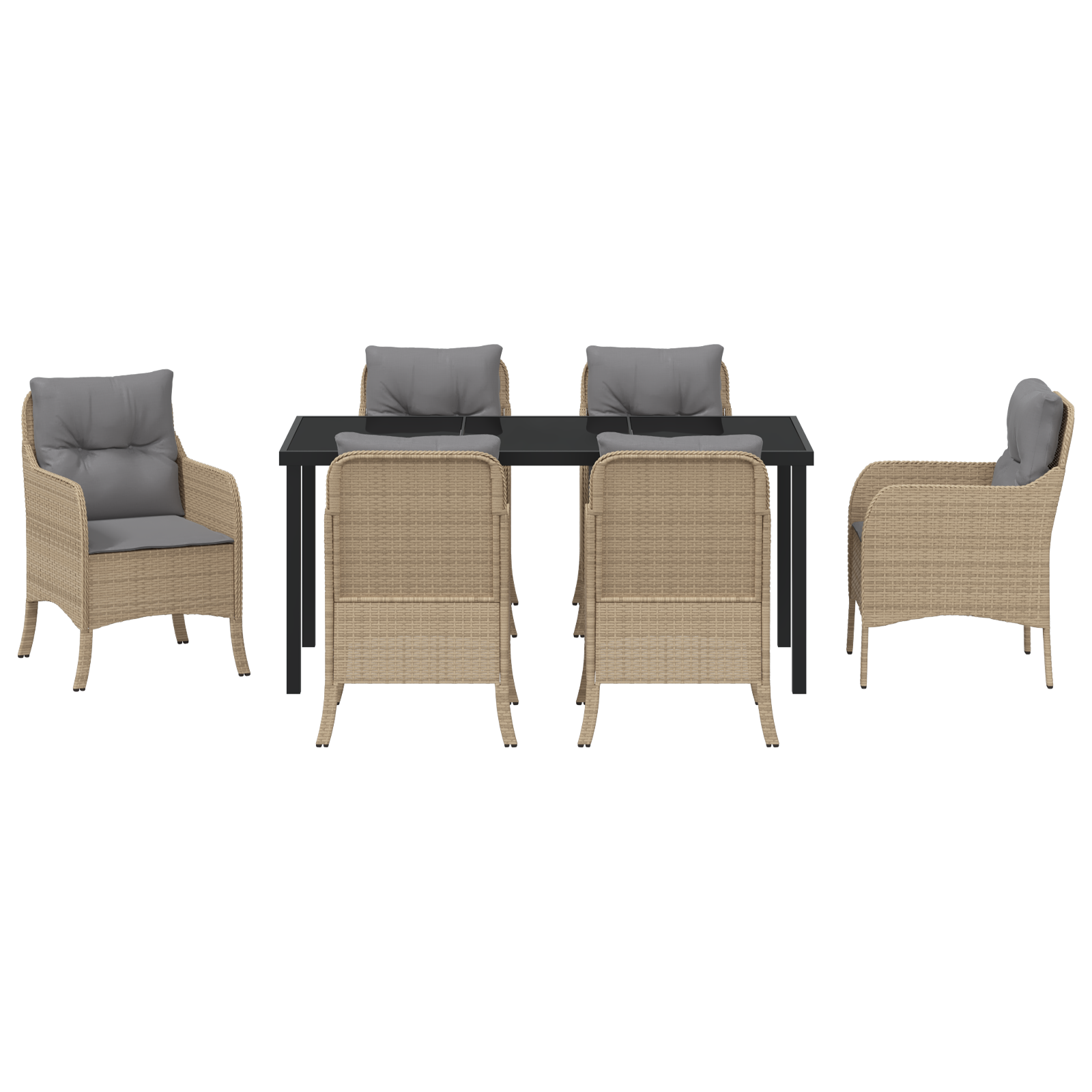 7 Часов Комплект за Хранене с Възглавници Бежов Поли Ратан - Image 7