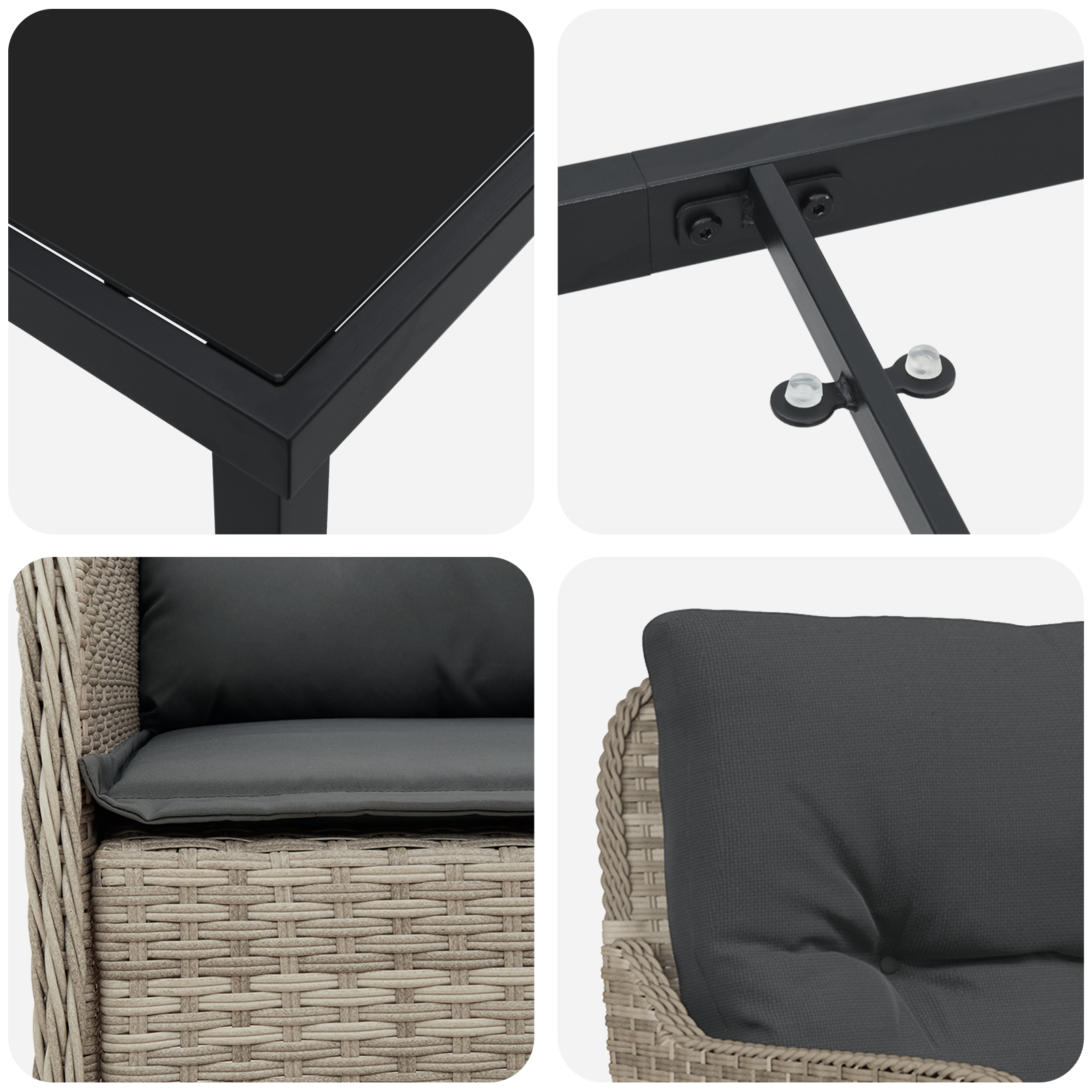 5 частен градински комплект с възглавници светлосив полиратан - Image 9