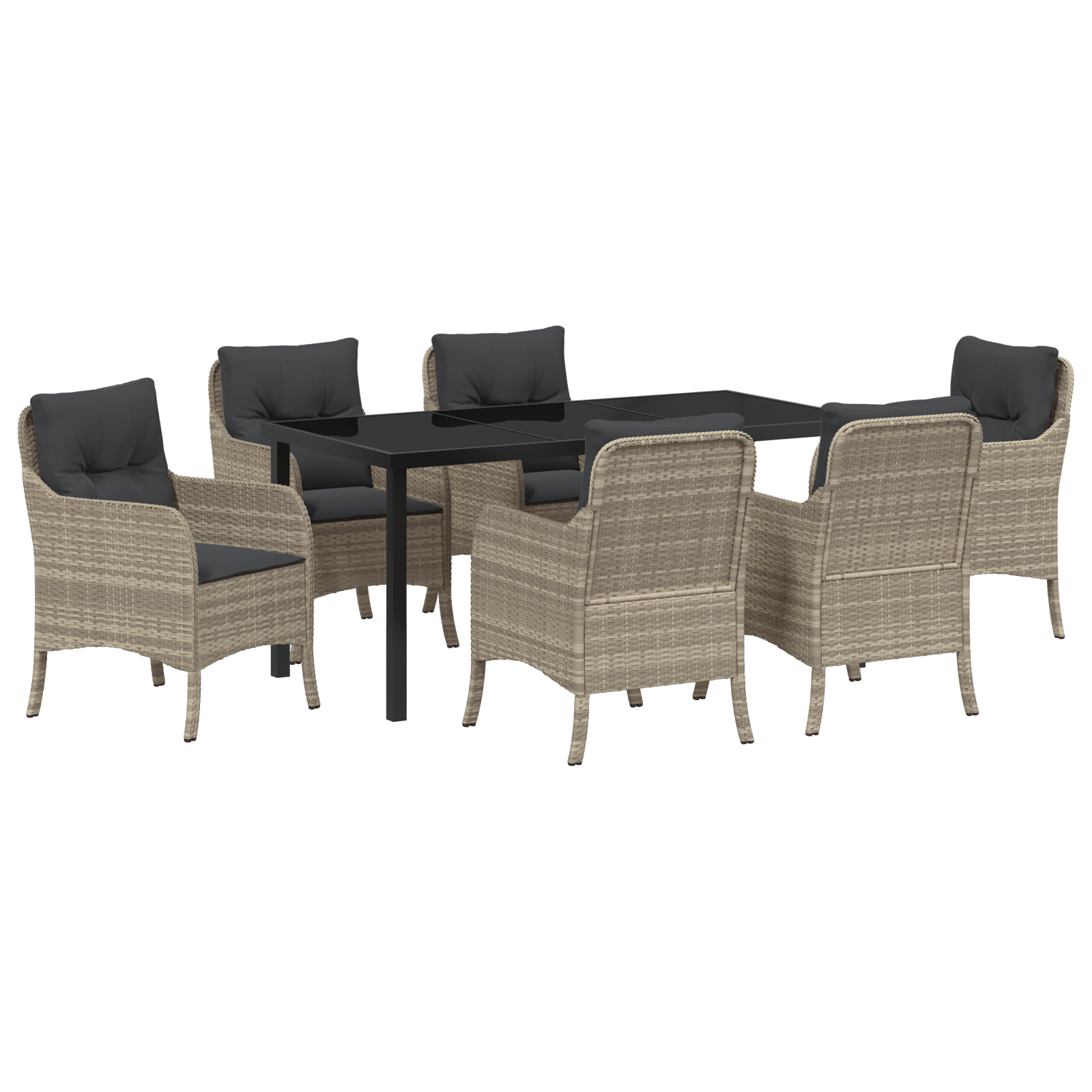 Комплект градинска трапеза  с възглавници Светлосив полиратан - Image 2