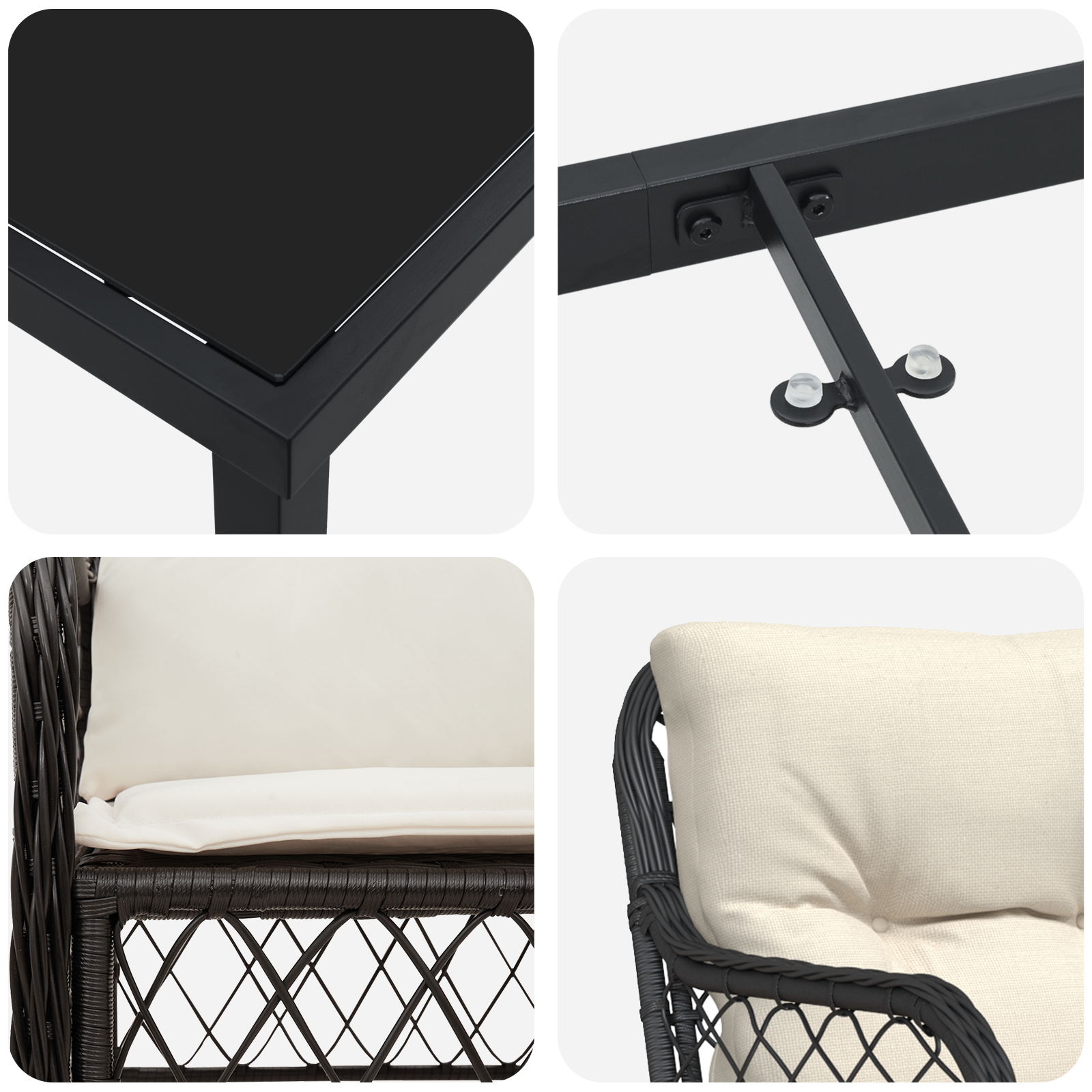 комплект от 5 части градински трапезни столове с възглавници черен поли ратан - Image 7