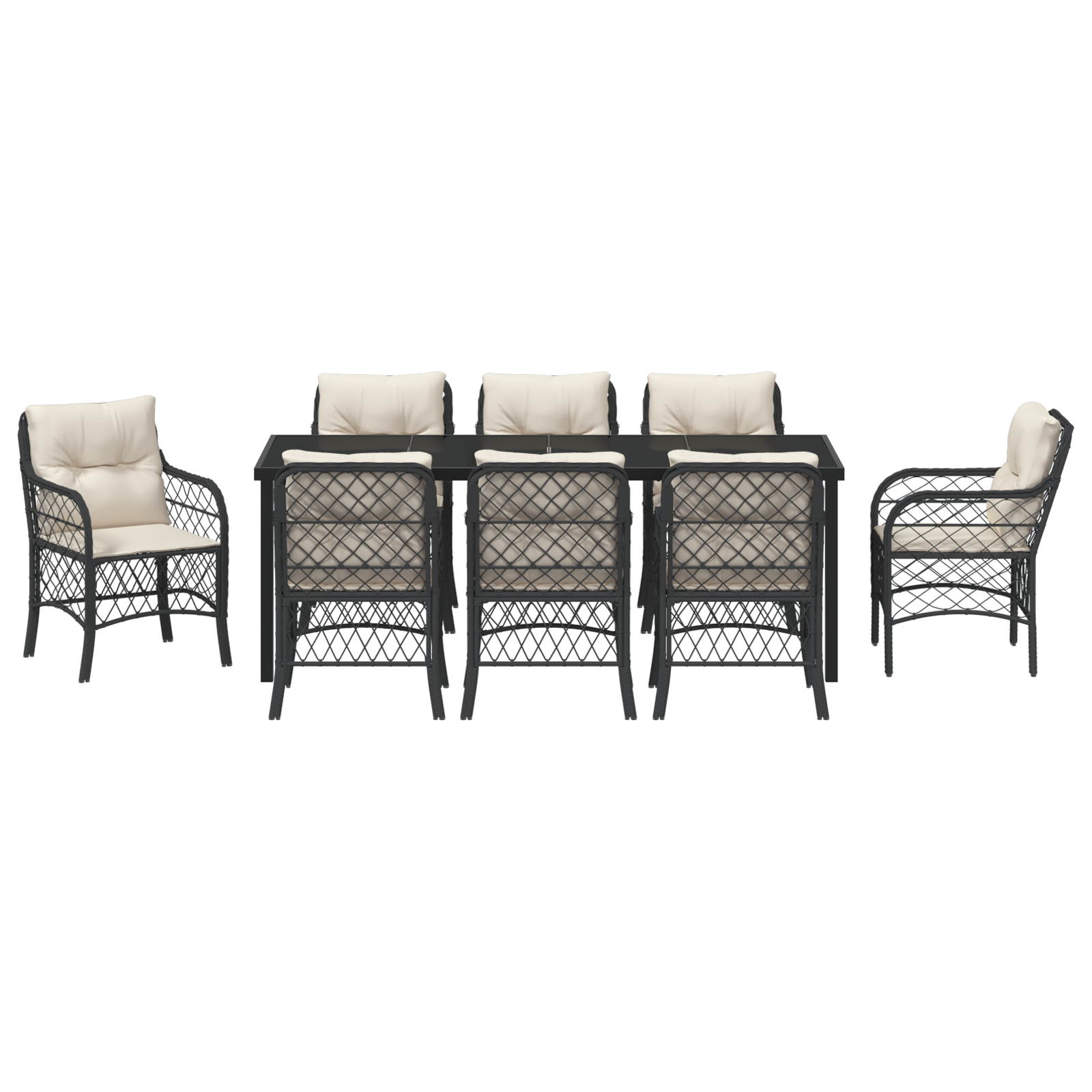 Комплект градински мебели  с възглавници Черен полиралан - Image 7