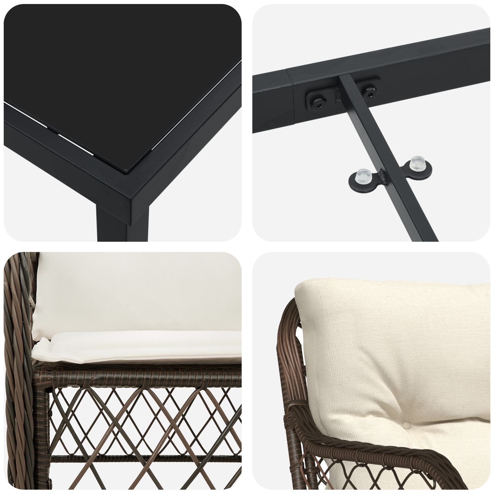 Комплект градинска трапезария от 3 части с възглавници кафяв полиратан - Image 9