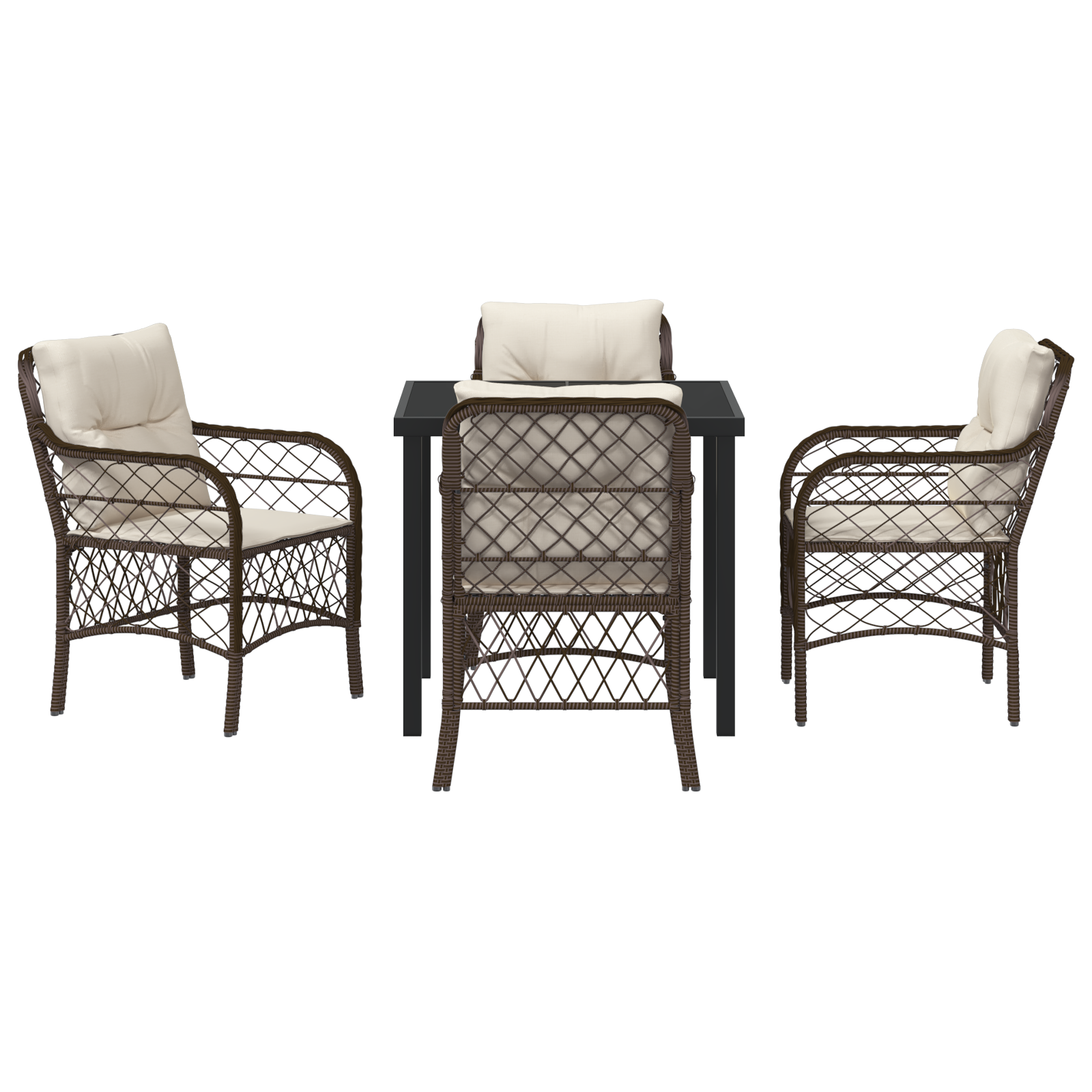 5 Частен Градински Трапезен Комплект с Възглавници Кафяв Полиратан - Image 7