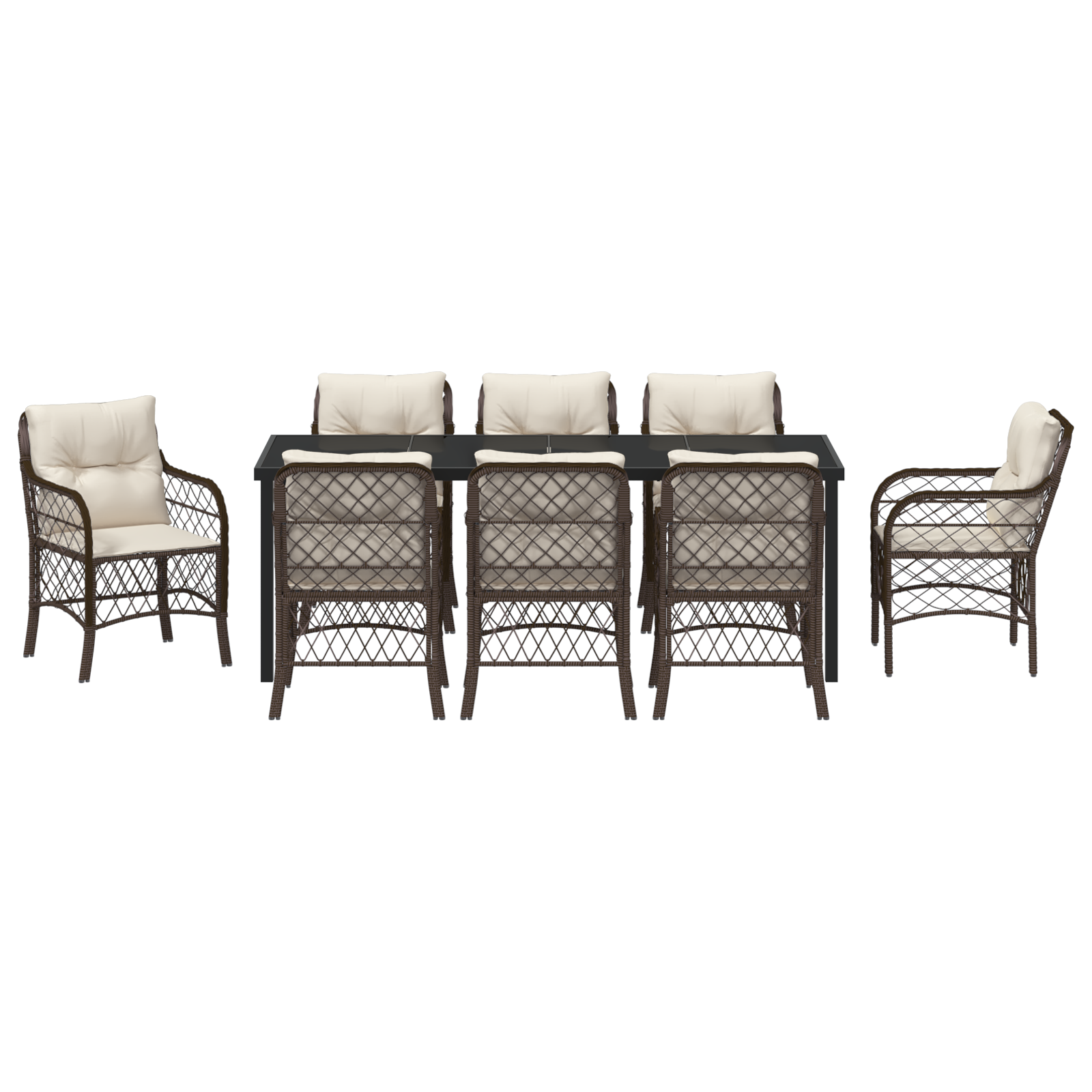 9 частен комплект градинска трапеза с възглавници кафяв полимерен ратан - Image 7