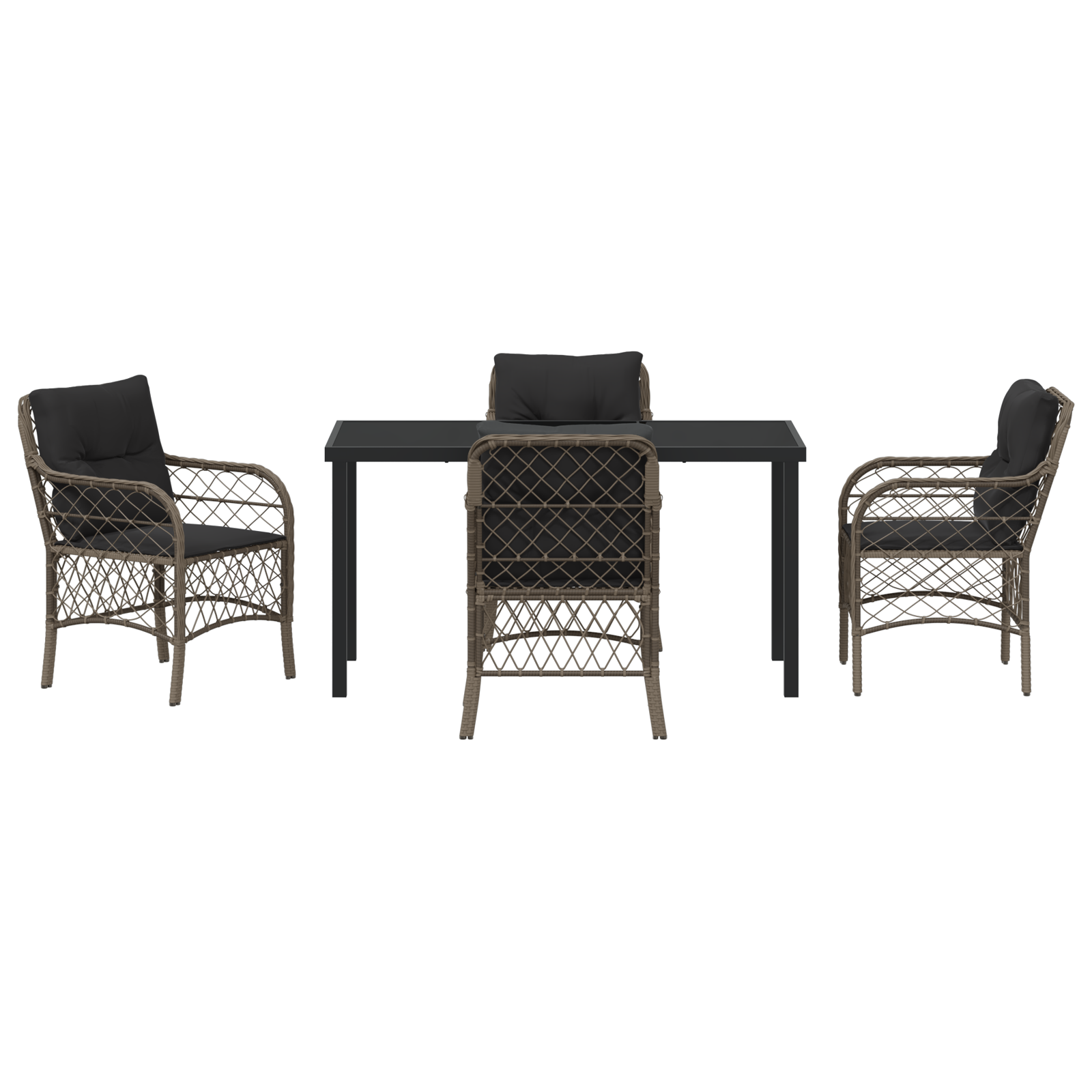 Комплект за хранене в градината от 5 части с възглавници сив поли ратан - Image 7