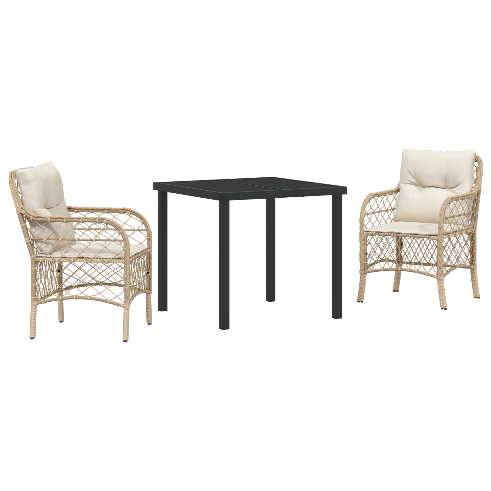 3 Частен комплект за хранене в градината с възглавници Бежов Полиратан - Image 2