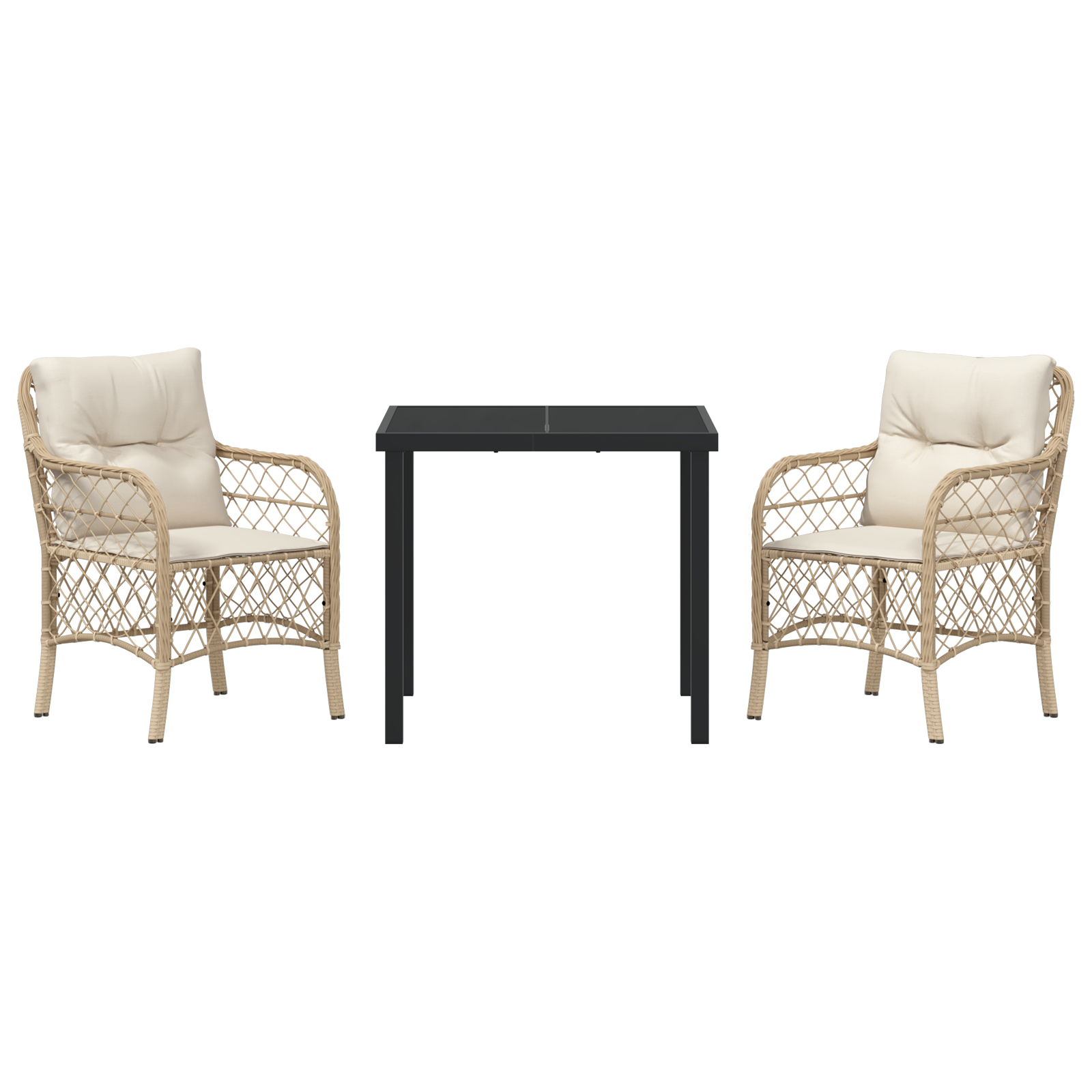 3 Частен комплект за хранене в градината с възглавници Бежов Полиратан - Image 7