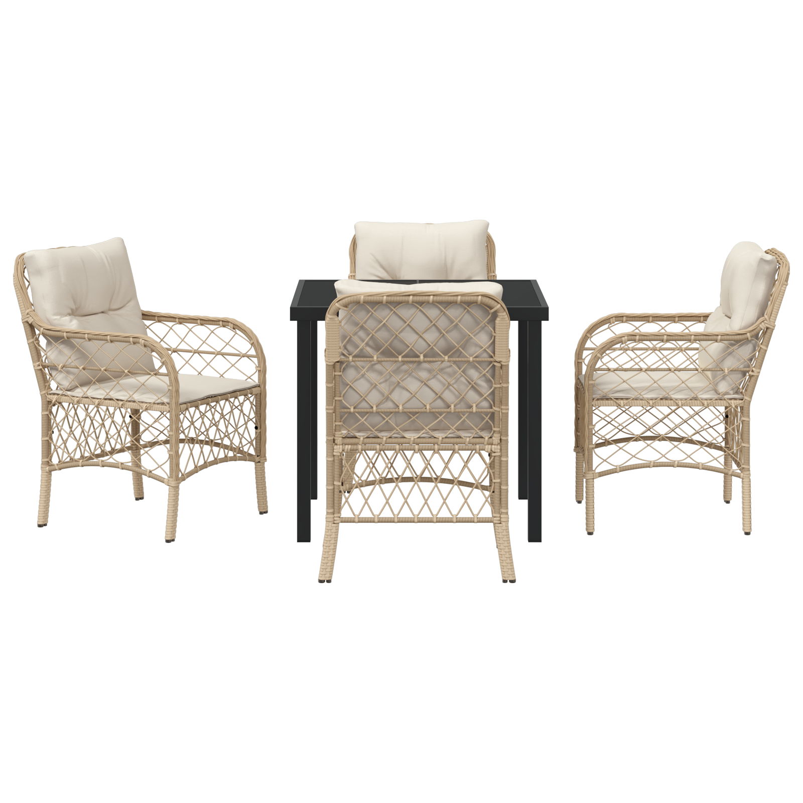 комплект от 5 части градински комплект с възглавници бежов полиратан - Image 7