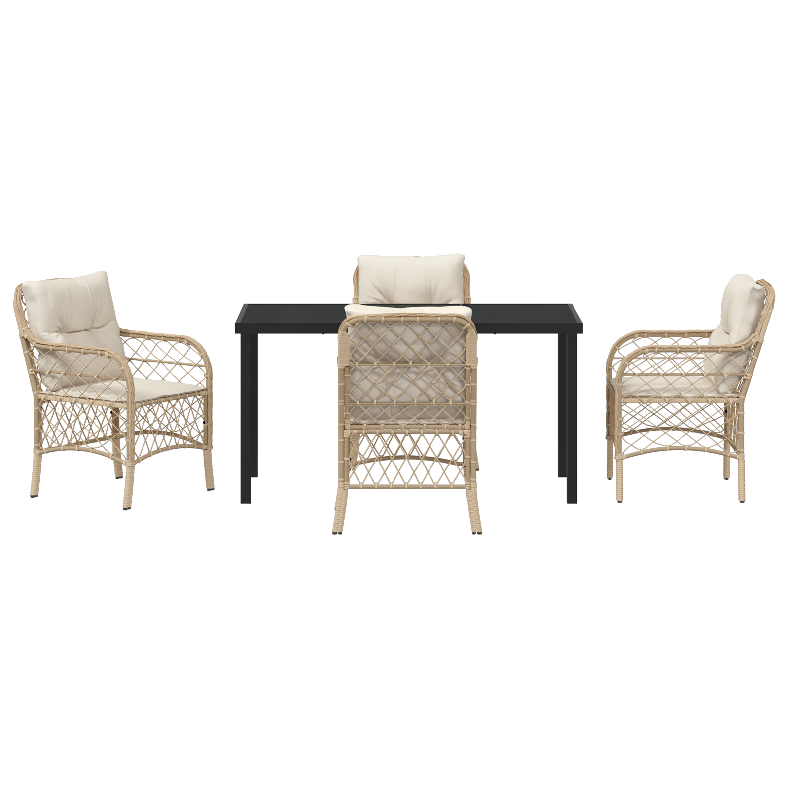 5 Частен Градински Трапезен Комплект с Възглавници Бежов Полиратан - Image 7