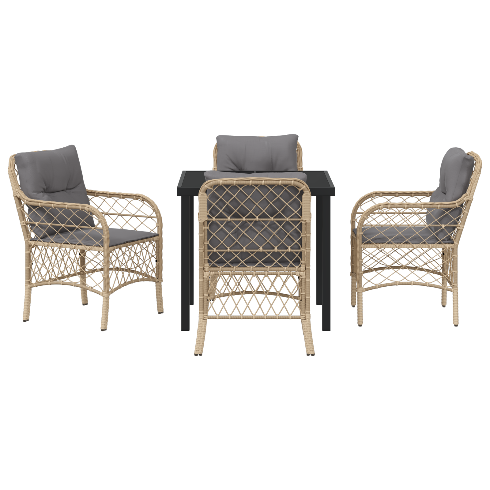 5 Часовен Комплект Градински Столове с Възглавници Бежов Полирата - Image 7