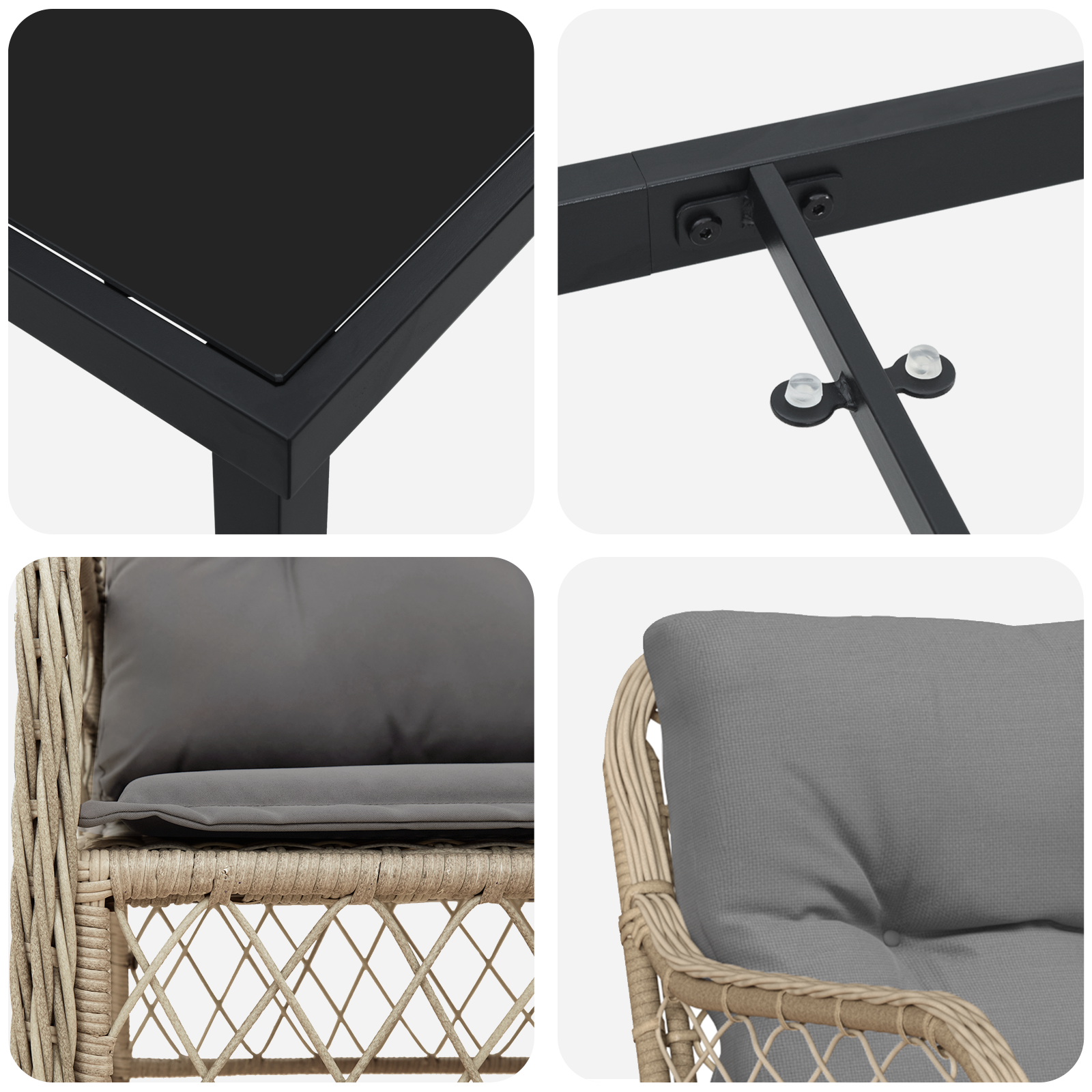 7-частен градински комплект за хранене с възглавници Бежов полиратан - Image 9