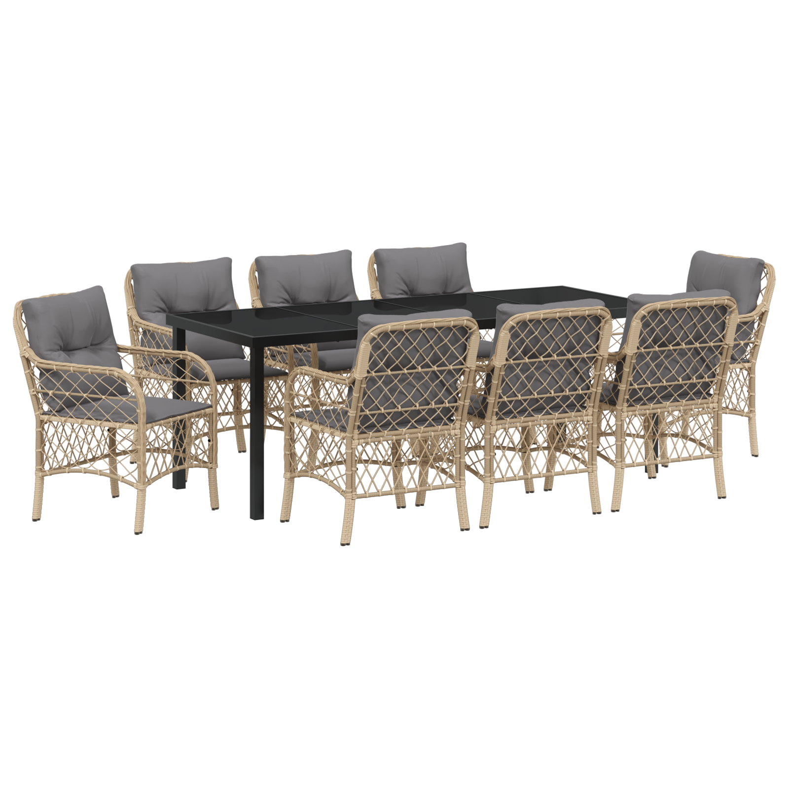 9 частен градински обяд с възглавници бежово поли раттан - Image 2