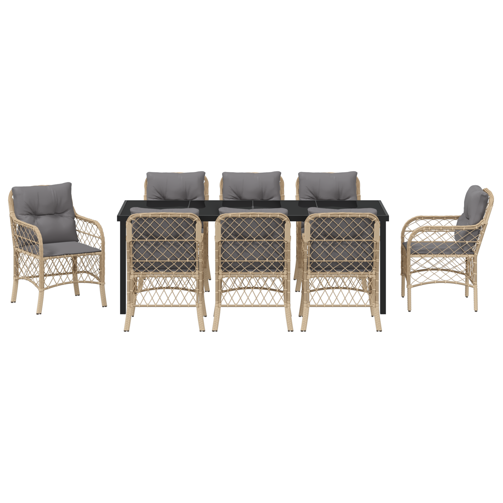 9 частен градински обяд с възглавници бежово поли раттан - Image 7