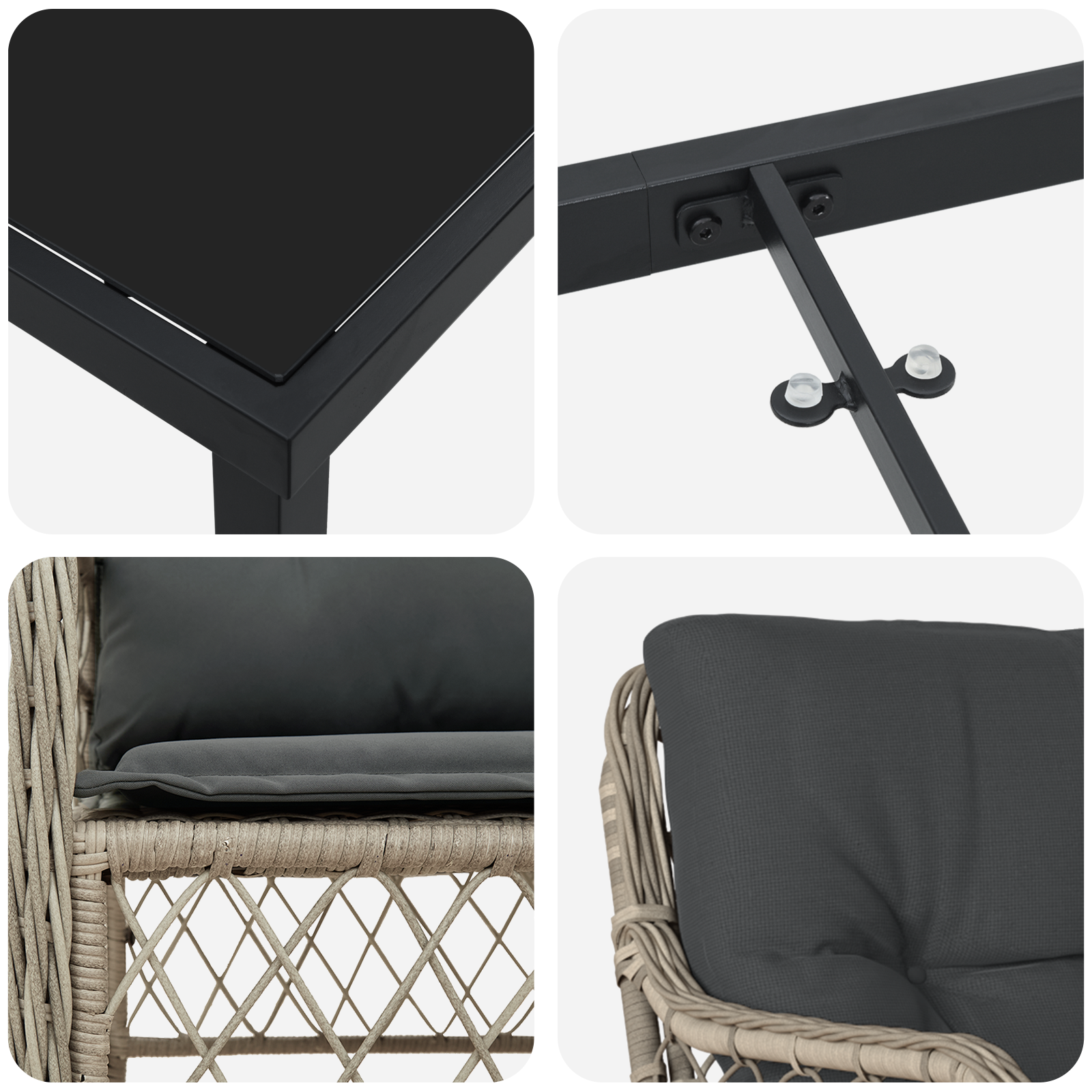 Комплект градински мебели с възглавници Светлосив Полиратан - Image 9