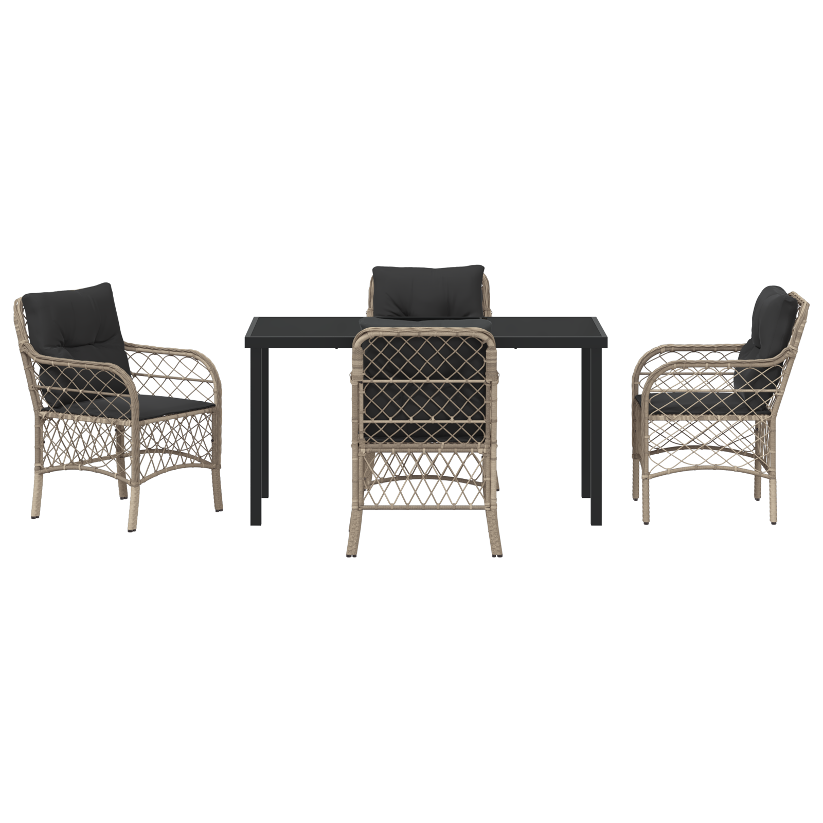 Комплект градински мебели с възглавници Светлосив Полиратан - Image 7