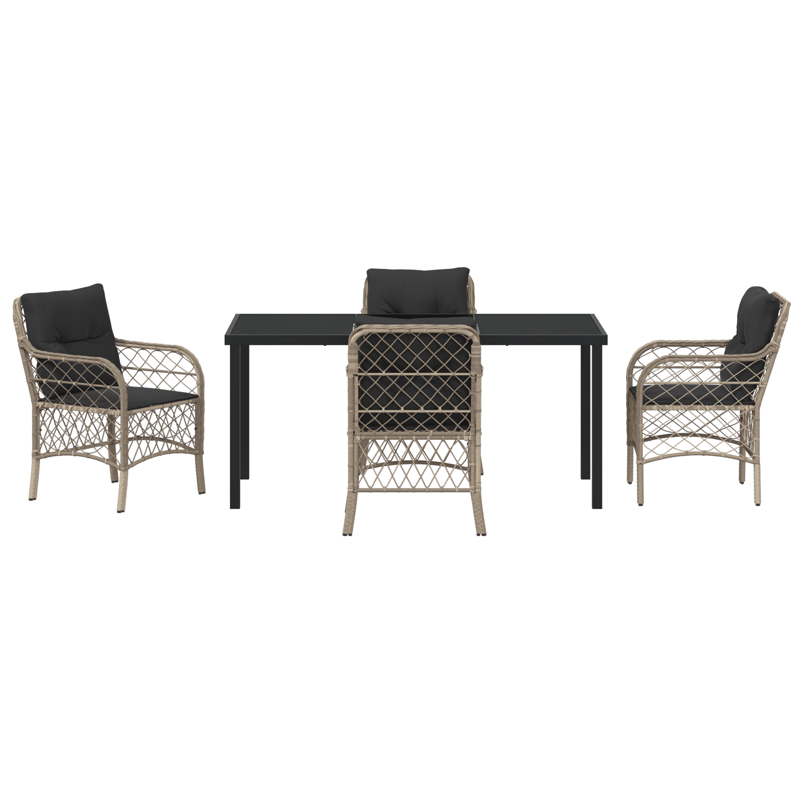 Комплект градинска маса за хранене с 5 части с възглавници Светло сиво Полиратан - Image 7