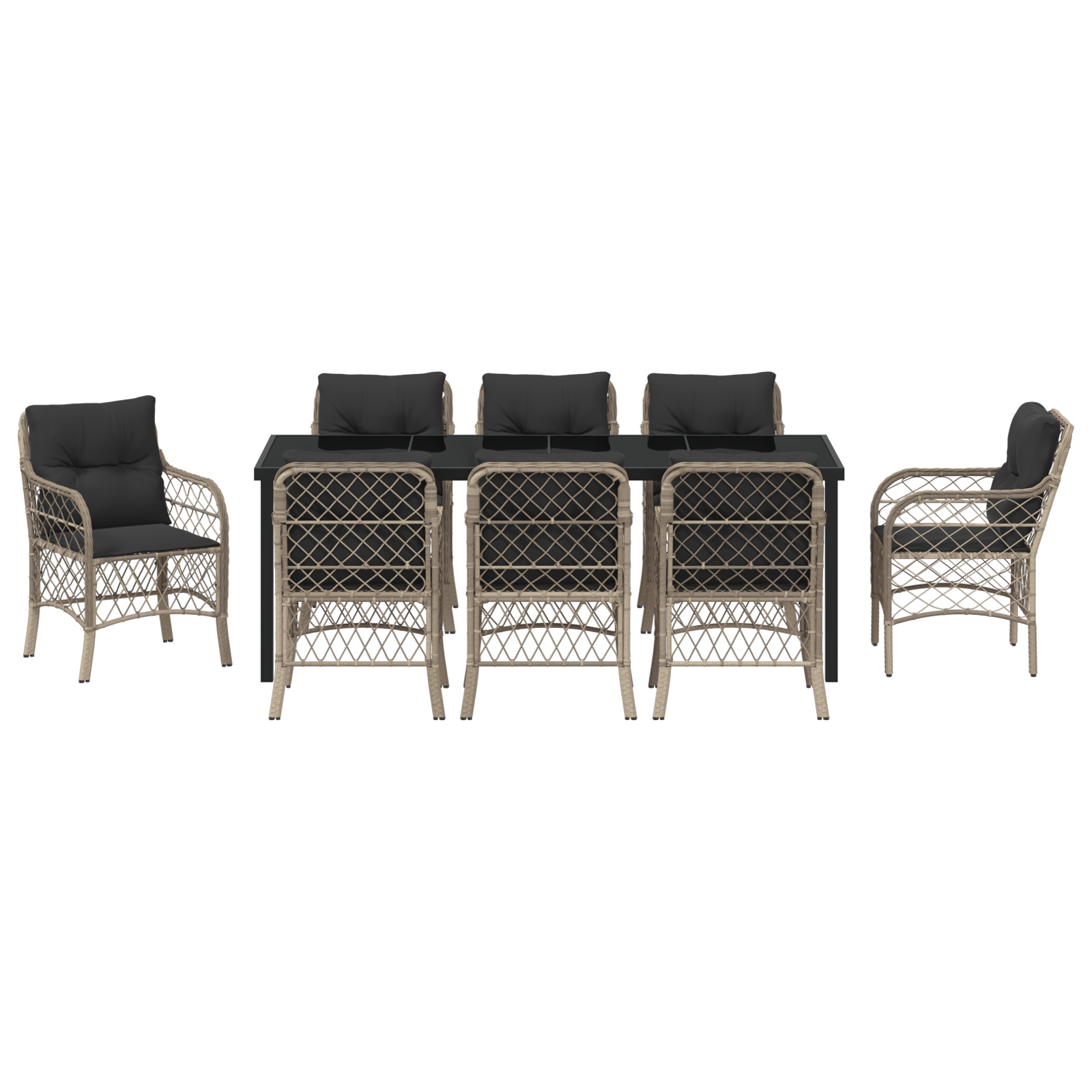 9 Частен комплект за градинско хранене с възглавници Светлосив полиратан - Image 7