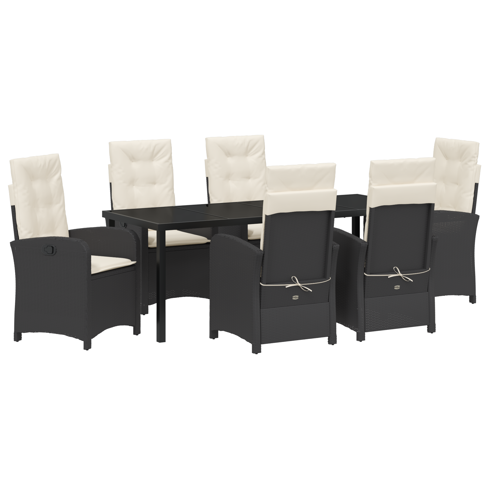 Thumbnail - vidaXL 7-teiliges Garten-Essbereich-Set mit Kissen Schwarz Poly Rattan