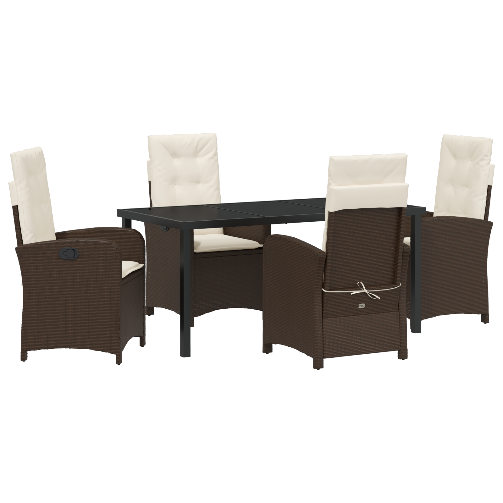 Thumbnail - vidaXL 5-teiliges Garten-Ess-Set mit Kissen in Braun aus Poly-Rattan