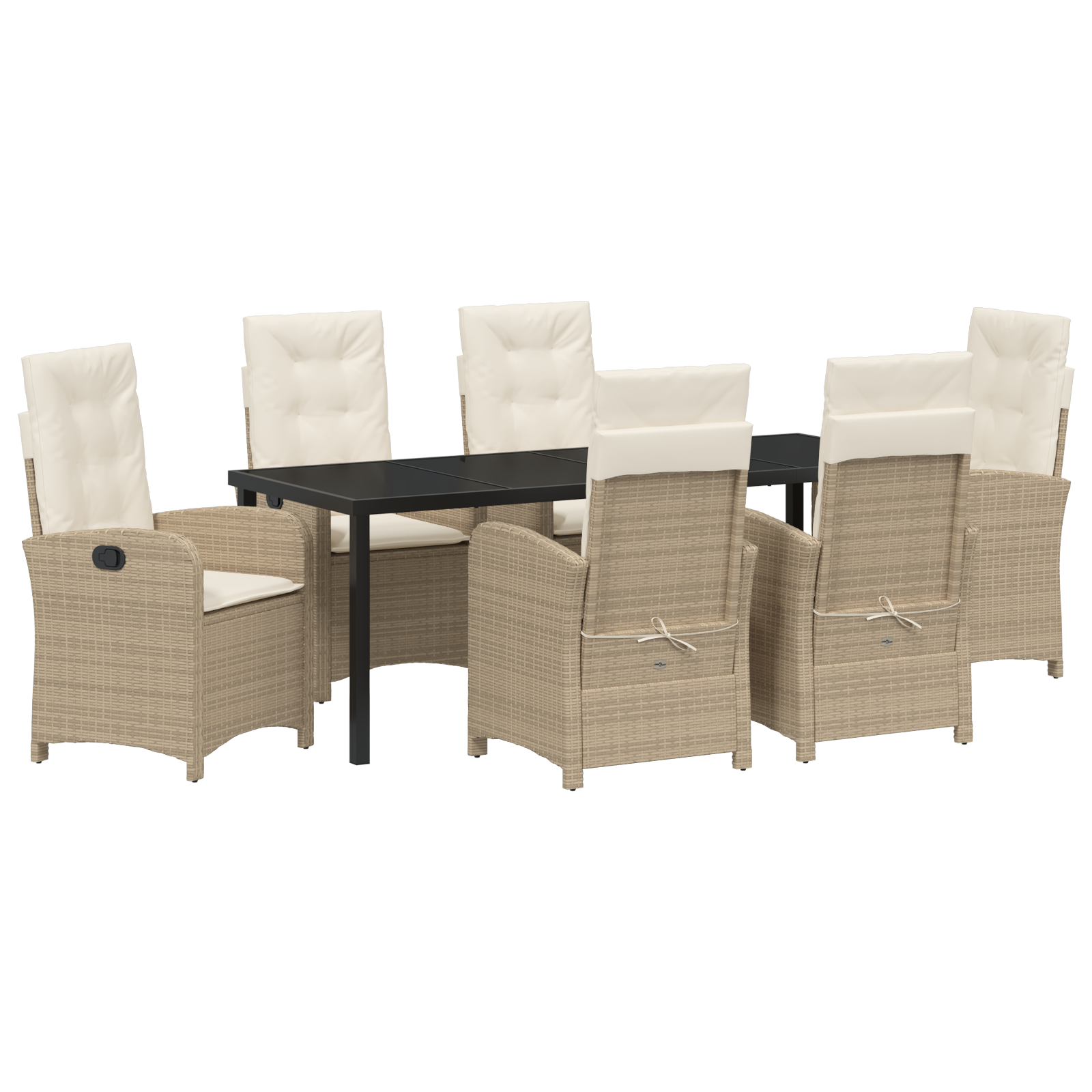 Thumbnail - vidaXL 7-teiliges Garten-Dining-Set mit Kissen aus beigem Poly Rattan