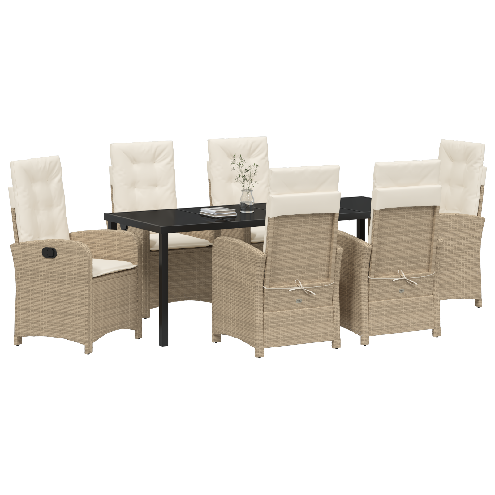 Thumbnail - vidaXL 7-teiliges Garten-Dining-Set mit Kissen aus beigem Poly Rattan