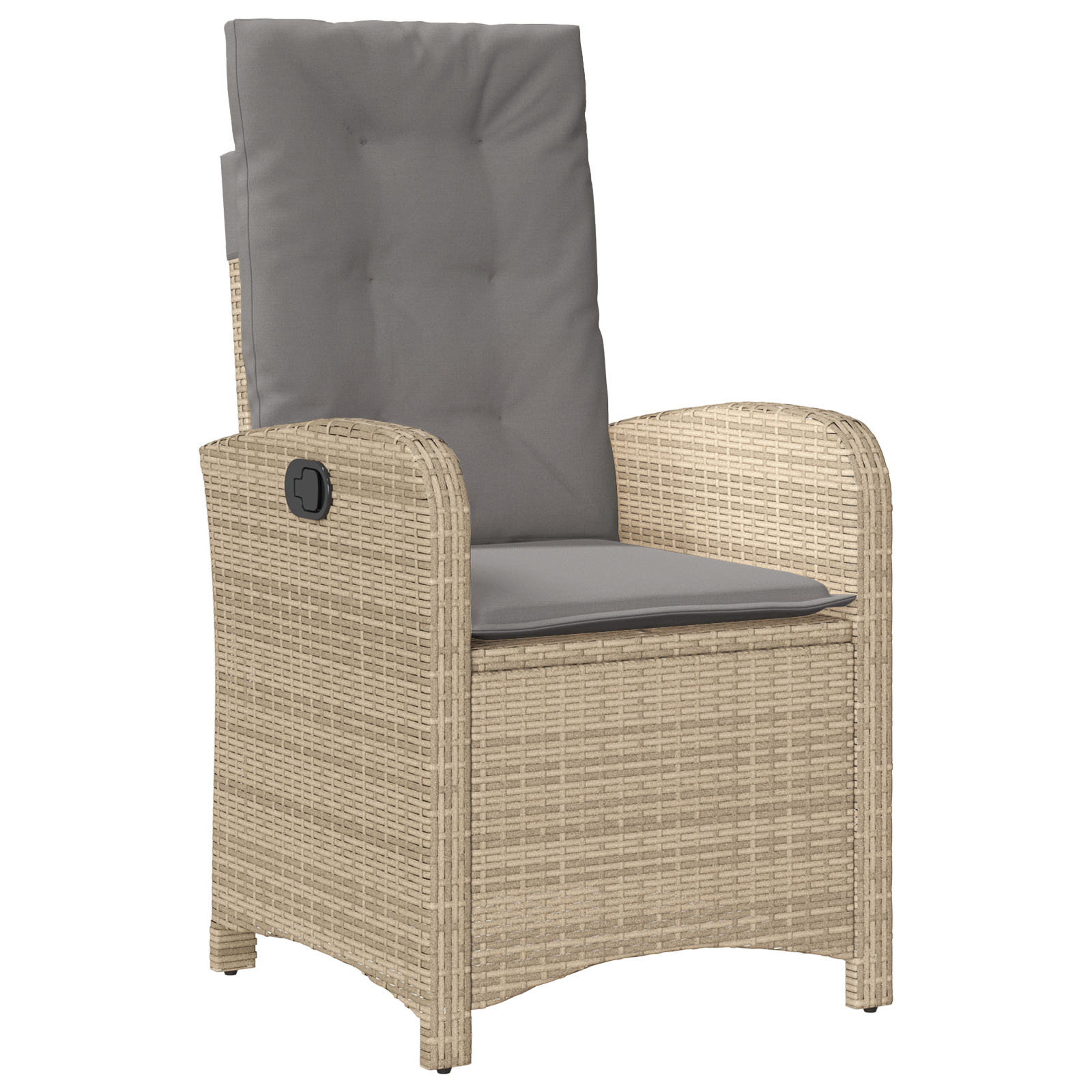 Conjunto de Jantar de Jardim 3 Peças com Almofadas Bege Rattan Poliéster