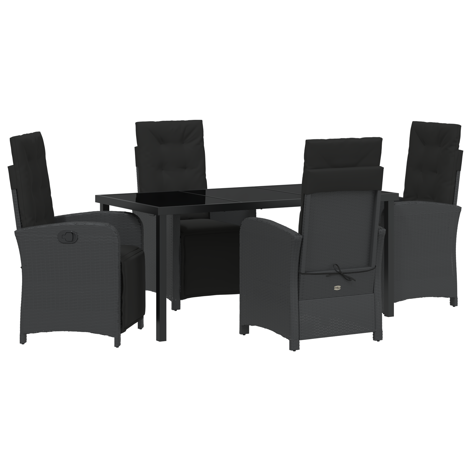 Thumbnail - vidaXL 5-teiliges Garten-Esszimmer Set mit Kissen in Schwarz aus Poly-Rattan