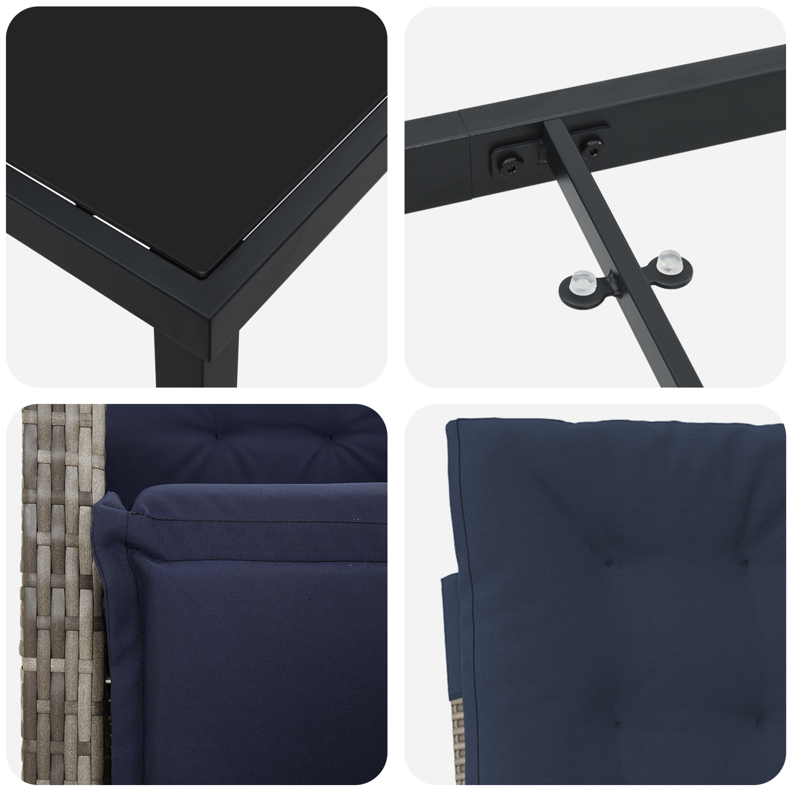 3 Piece Garden Dining Set Grey Poly Rattan - Image 9