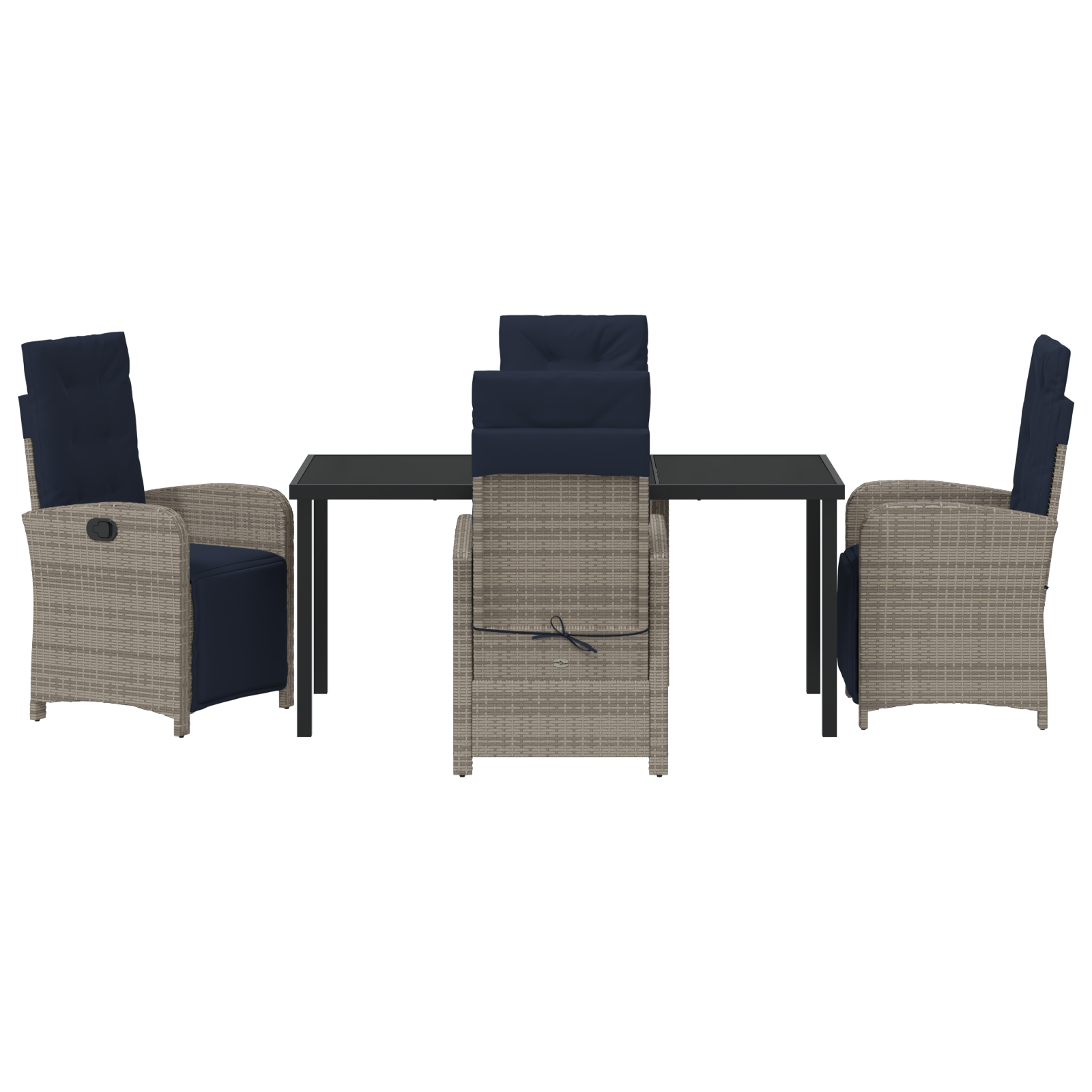 5 Piece Garden Dining Set Grey Poly Rattan - Image 7