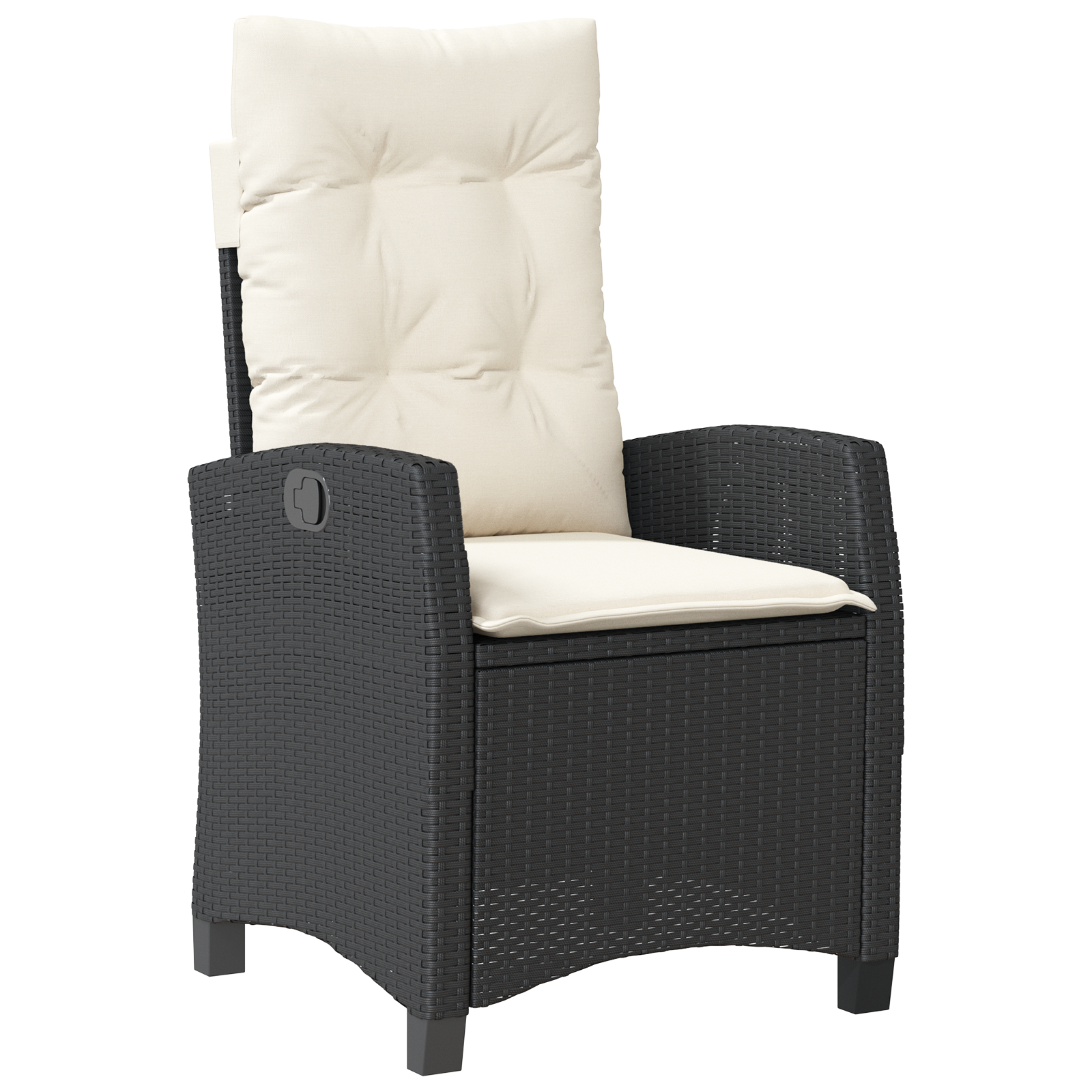 Conjunto de Jantar de Jardim com Almofadas Preto Rattan Sintético
