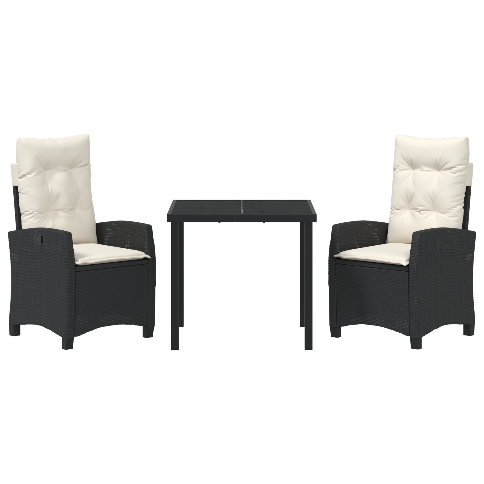 Conjunto de Jantar de Jardim com Almofadas Preto Rattan Sintético