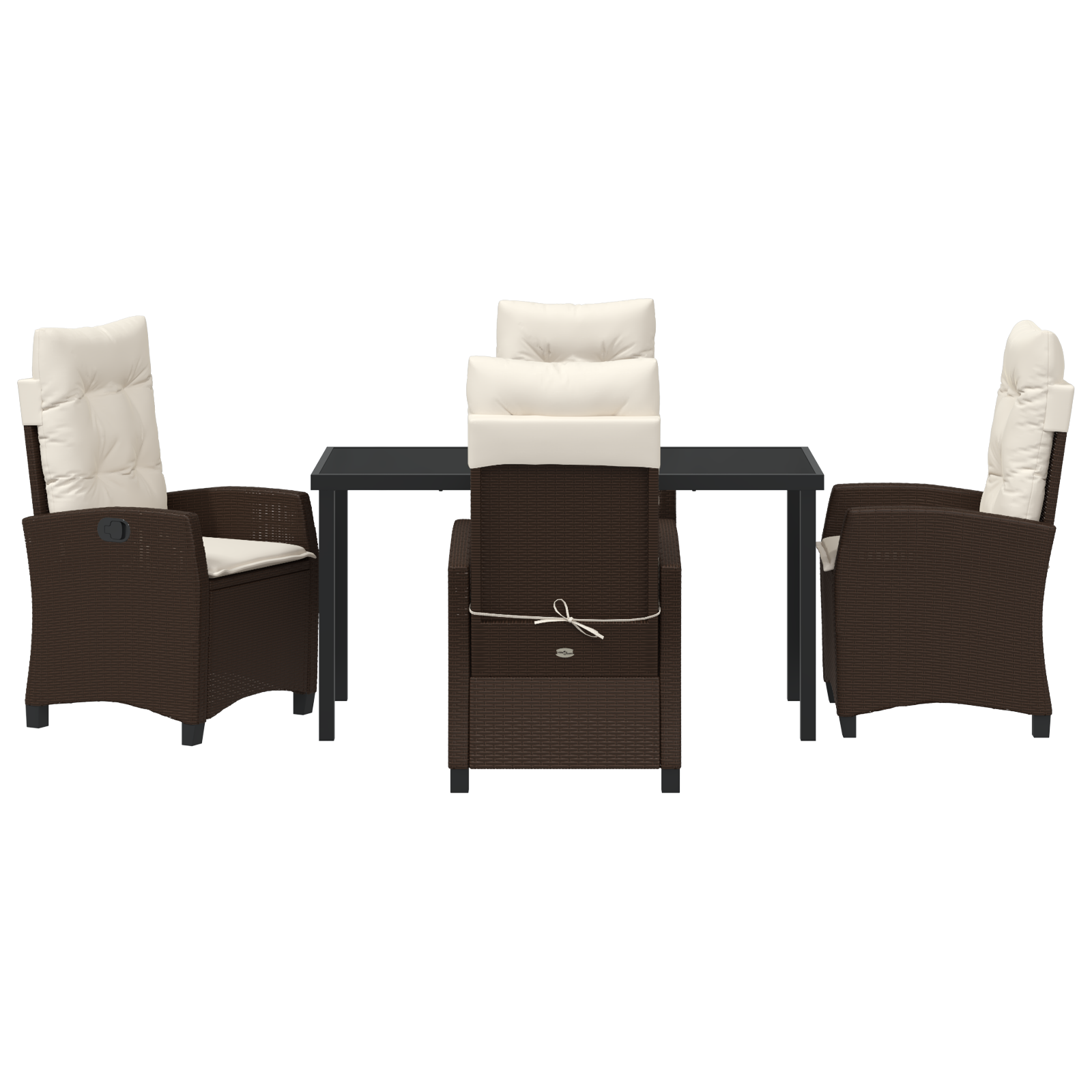 Conjunto de Jantar de Jardim 5 Peças com Almofadas Castanho Polirattan
