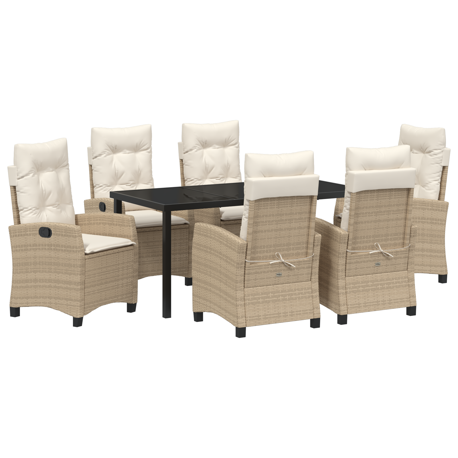 Thumbnail - vidaXL 7-teiliges Garten-Dining-Set mit Kissen - Beiger Poly-Rattan